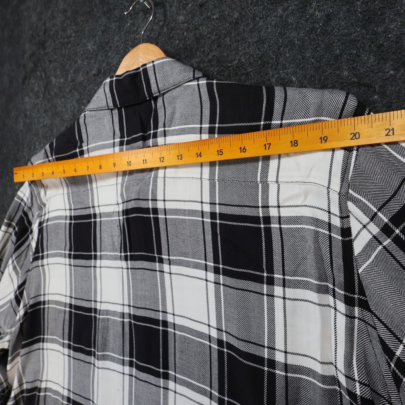 Calvin Klein Button Down Shirt Womens 3X Black White Rayon Cotton Plaid Roll Tab - Thumbnail 6