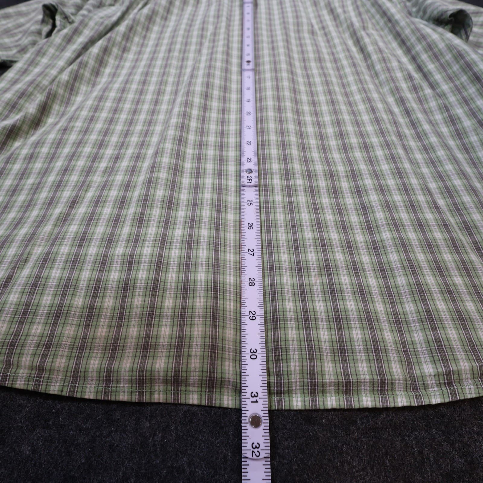 Wrangler Button Up Shirt Mens XL Green Excellent Plaid Cotton Short Sleeve - Thumbnail 5