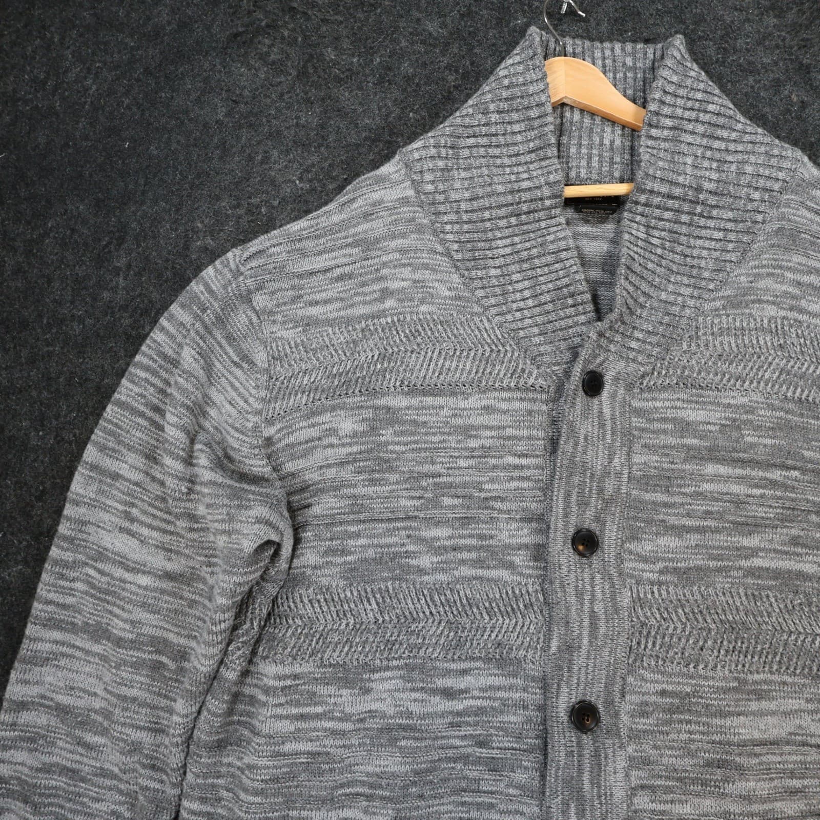 Park Slope Cardigan Mens 3X Gray Acrylic Shawl Collar Marled Knit Button Sweater - Thumbnail 9