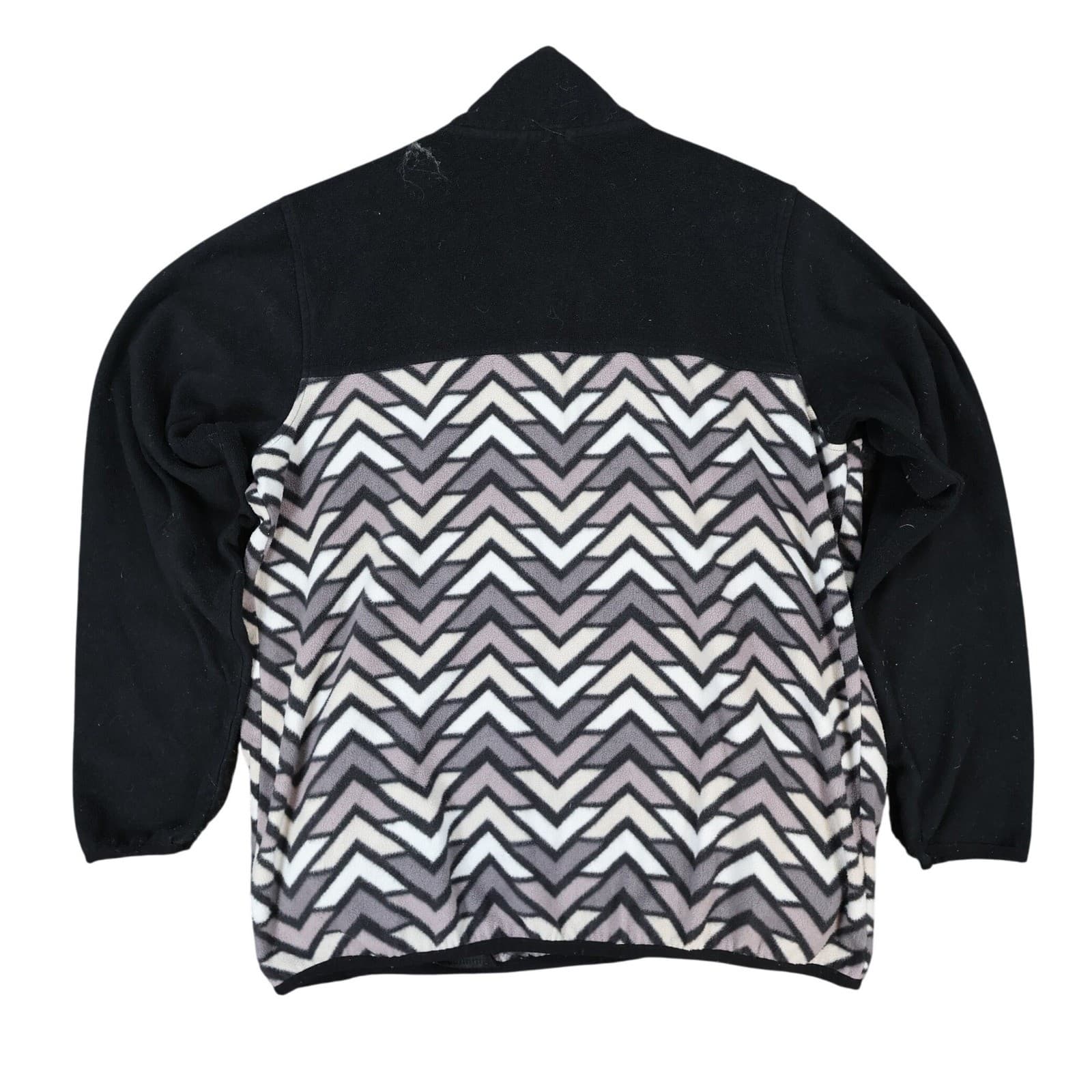 Cinch Fleece Pullover Mens M Black Grey White Chevron Geometric Snap Neck Jacket - Thumbnail 2