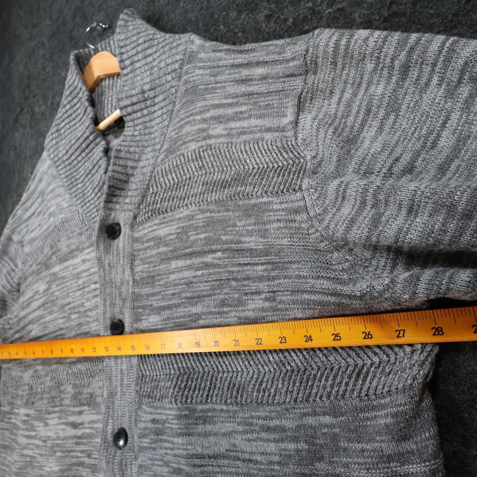 Park Slope Cardigan Mens 3X Gray Acrylic Shawl Collar Marled Knit Button Sweater - Thumbnail 3