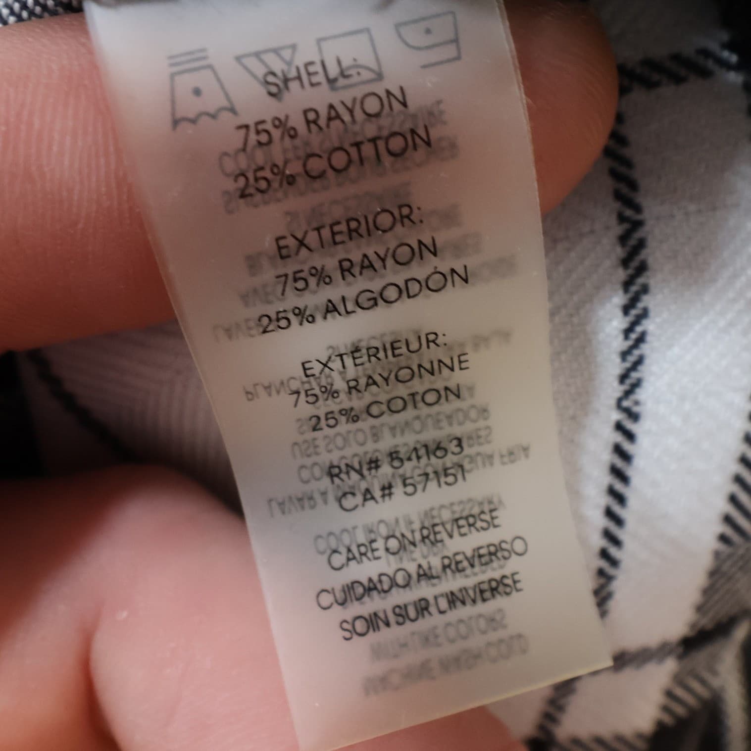 Calvin Klein Button Down Shirt Womens 3X Black White Rayon Cotton Plaid Roll Tab - Thumbnail 8