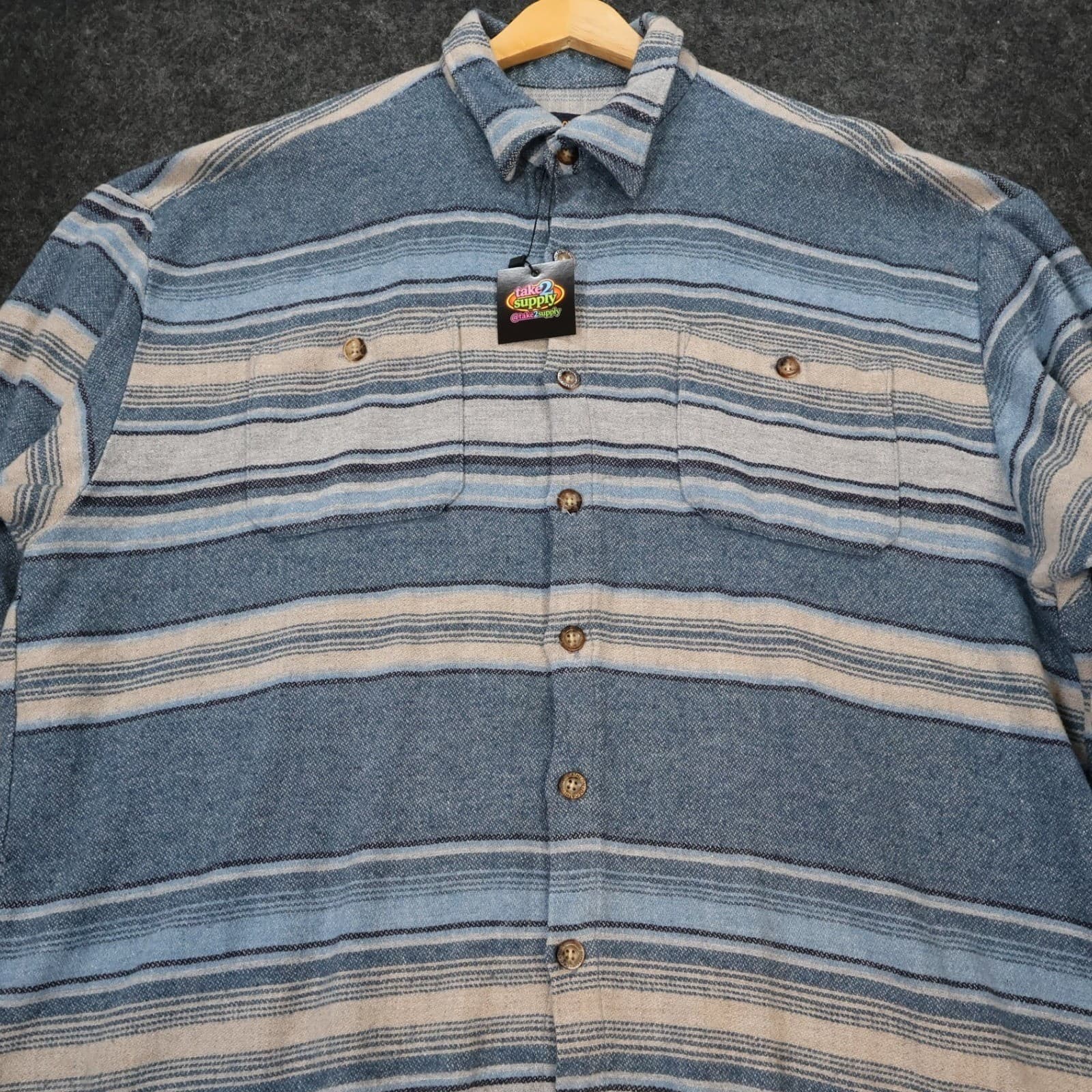 Comfort Outfitter Button Up Shirt Mens XL Blue Excellent Long Sleeve Cotton - Thumbnail 9