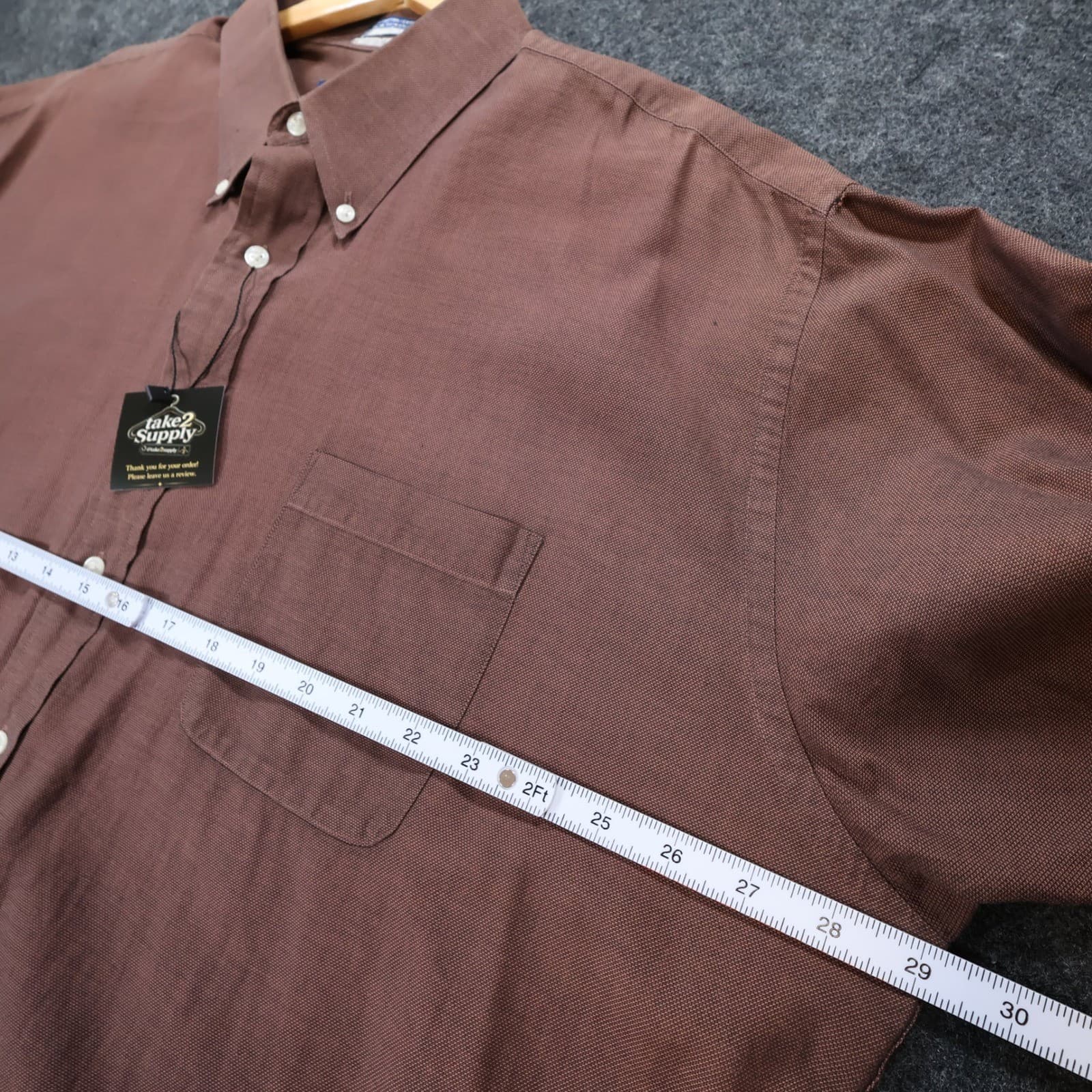 REPP LTD Button Up Mens 18-34/35 Brown Excellent Short Sleeve Textured Cotton - Thumbnail 3