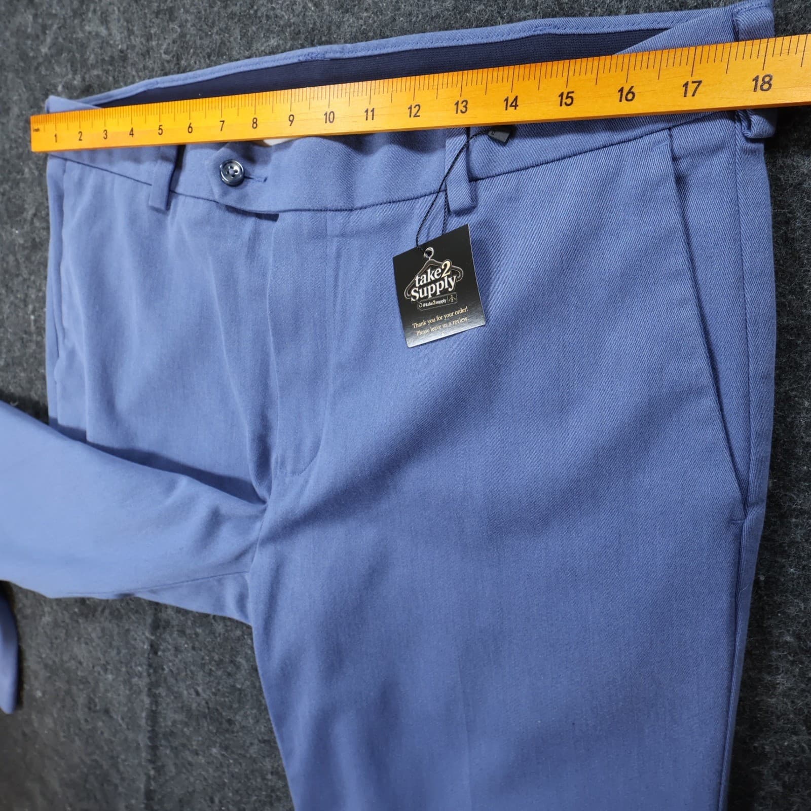 Roundtree & Yorke Dress Pants Mens 36x32 Blue Cotton Stretch travelSMART Chinos - Thumbnail 5