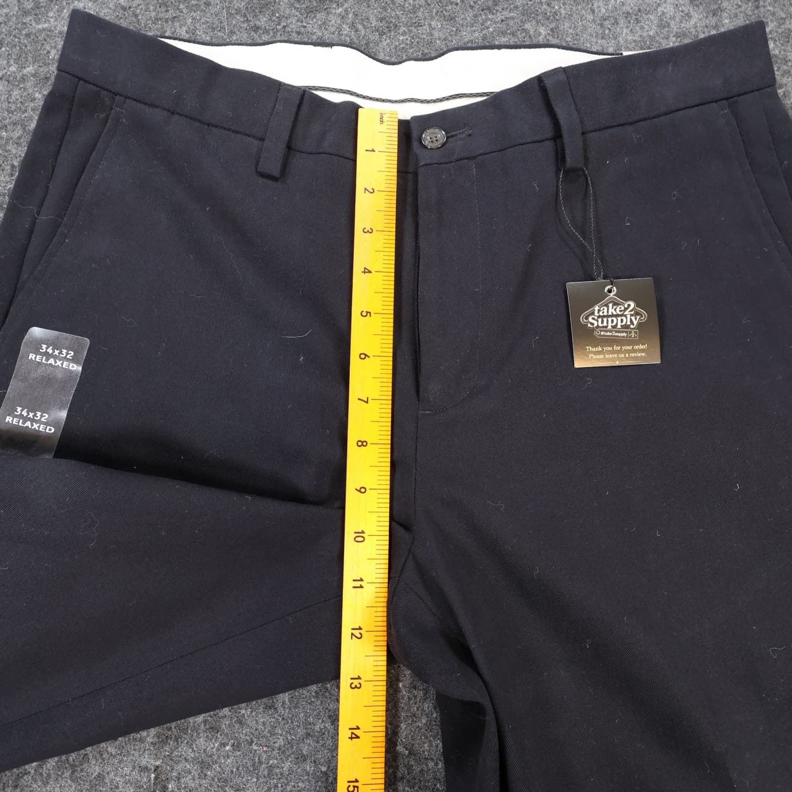 Eddie Bauer Chino Pants Mens 34x32 Navy Blue 100% Cotton Relaxed Straight Leg - Thumbnail 6