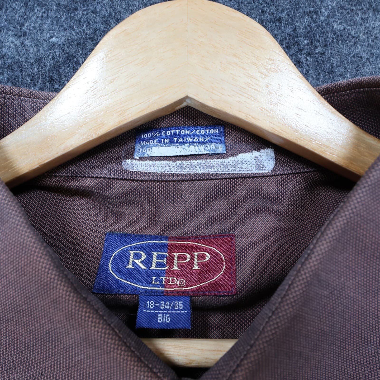 REPP LTD Button Up Mens 18-34/35 Brown Excellent Short Sleeve Textured Cotton - Thumbnail 7