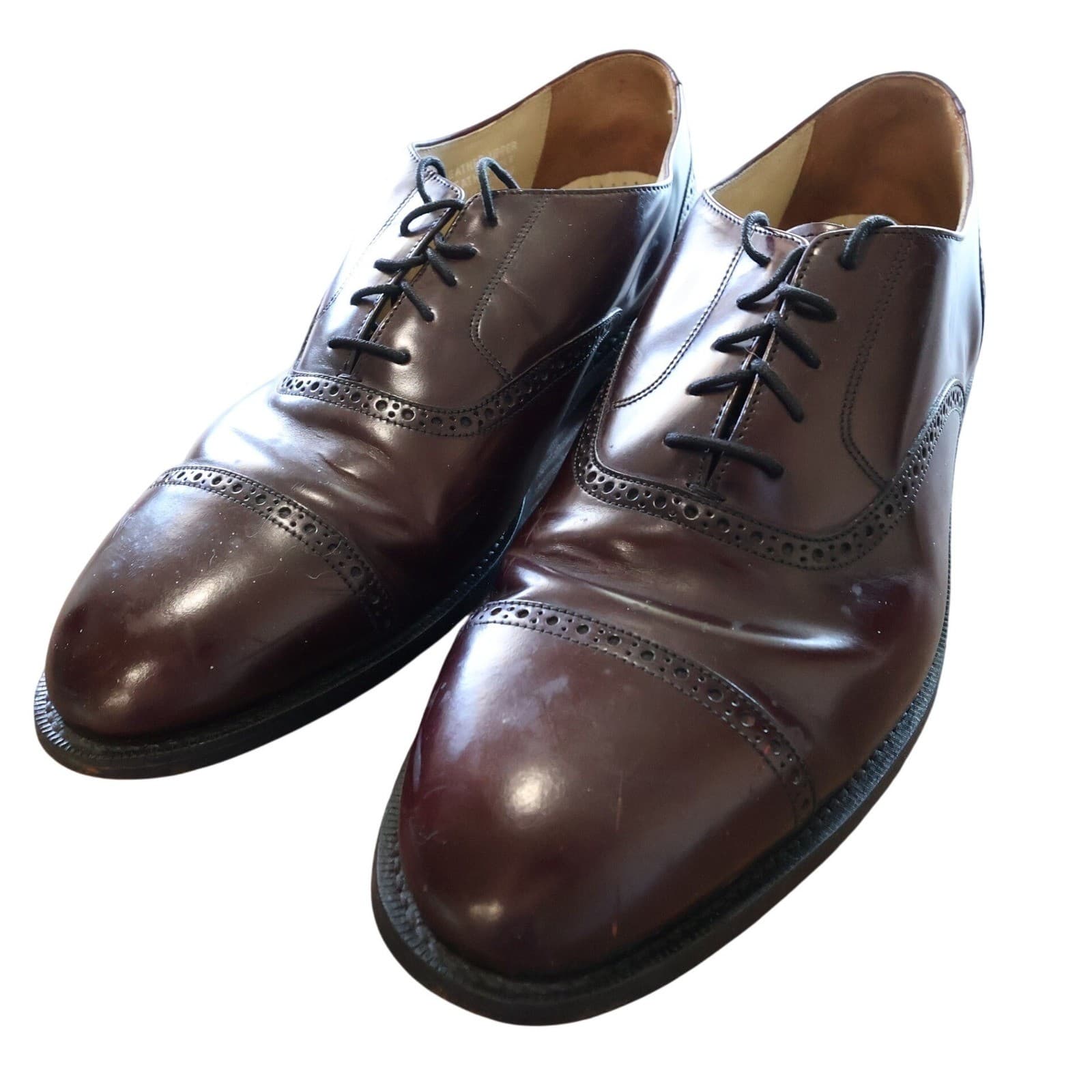 Bostonian Dress Shoes Mens 13 M Burgundy Excellent Leather Toe Brogue Oxfords - Thumbnail 3