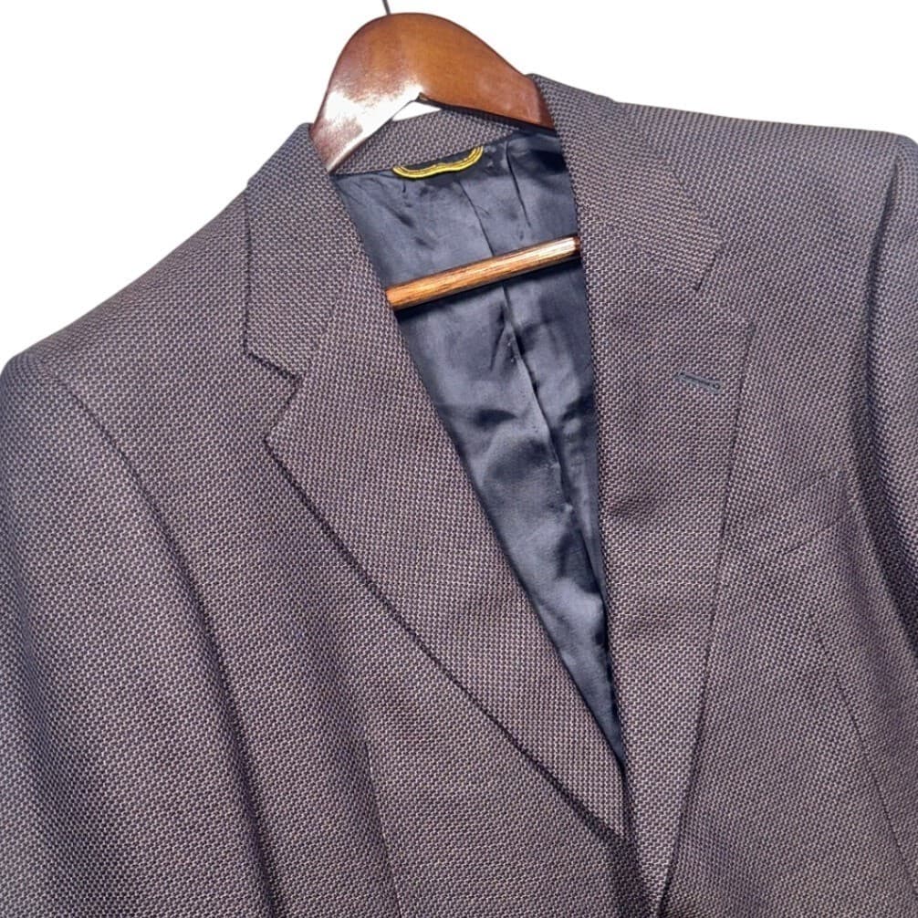Hart Schaffner Marx Gold Trumpeter Blazer Mens 43R Purple Brown Sport Coat - Thumbnail 4