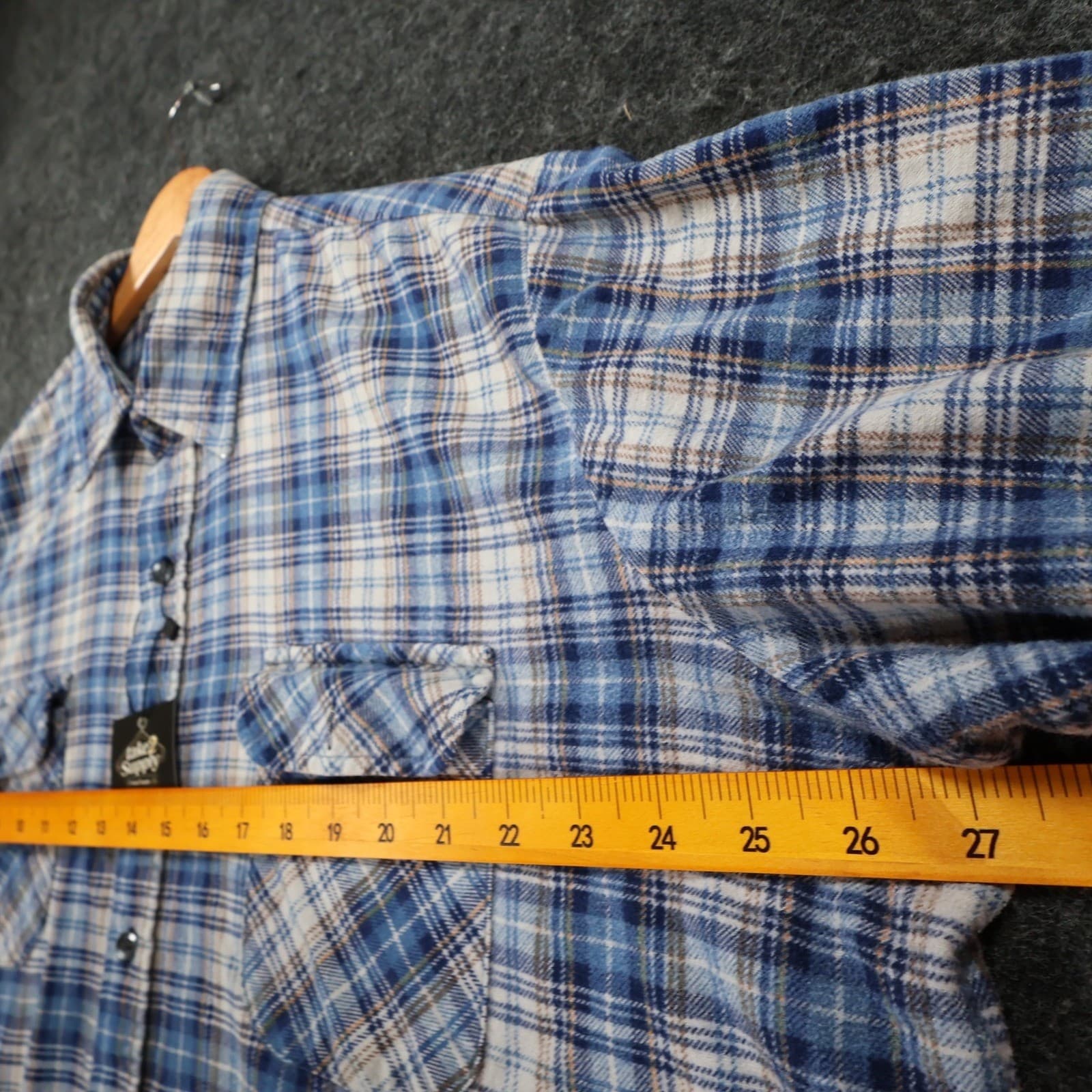 Anthony's Flannel Shirt Mens XL Blue 100% Cotton Plaid Vintage Button Up - Thumbnail 3