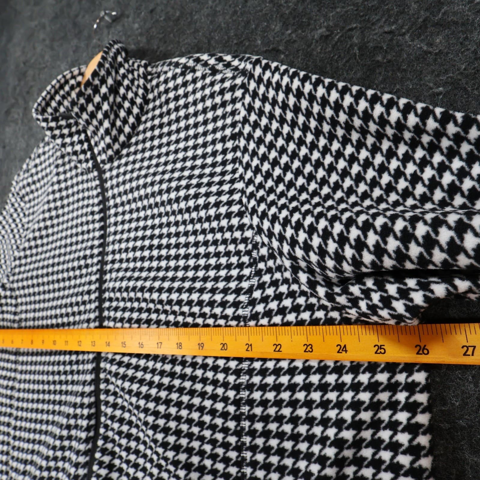 Lands' End Fleece Jacket Womens 2X Black White Polyester Zip Houndstooth Classic - Thumbnail 3