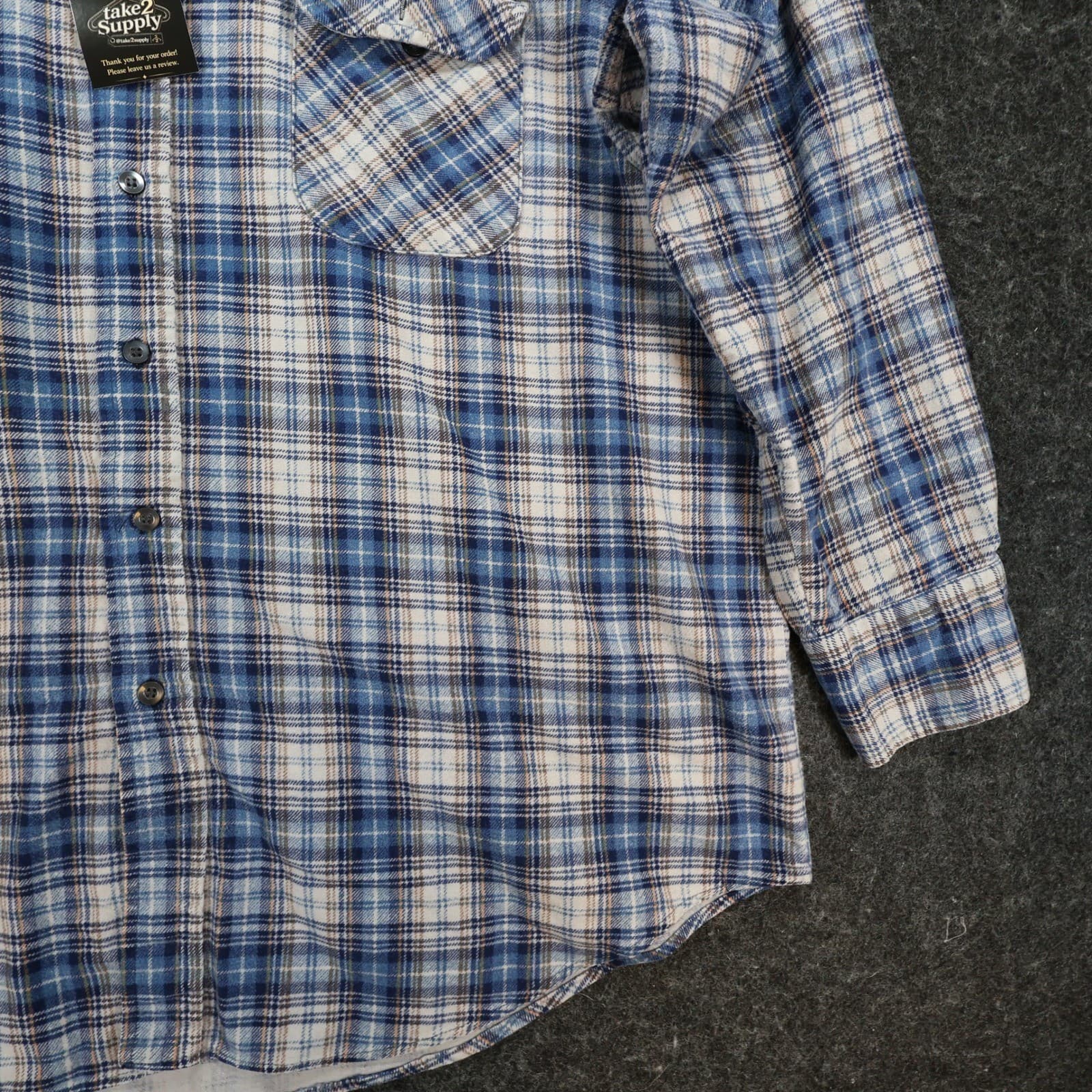 Anthony's Flannel Shirt Mens XL Blue 100% Cotton Plaid Vintage Button Up - Thumbnail 10