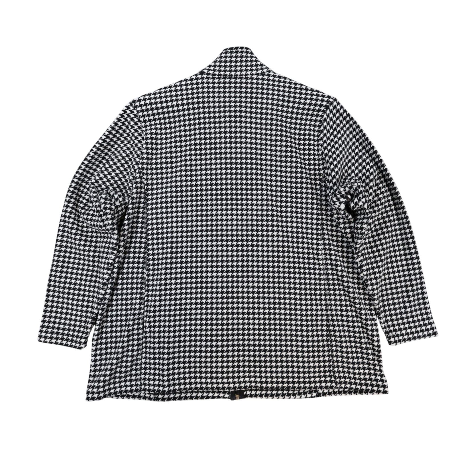 Lands' End Fleece Jacket Womens 2X Black White Polyester Zip Houndstooth Classic - Thumbnail 2