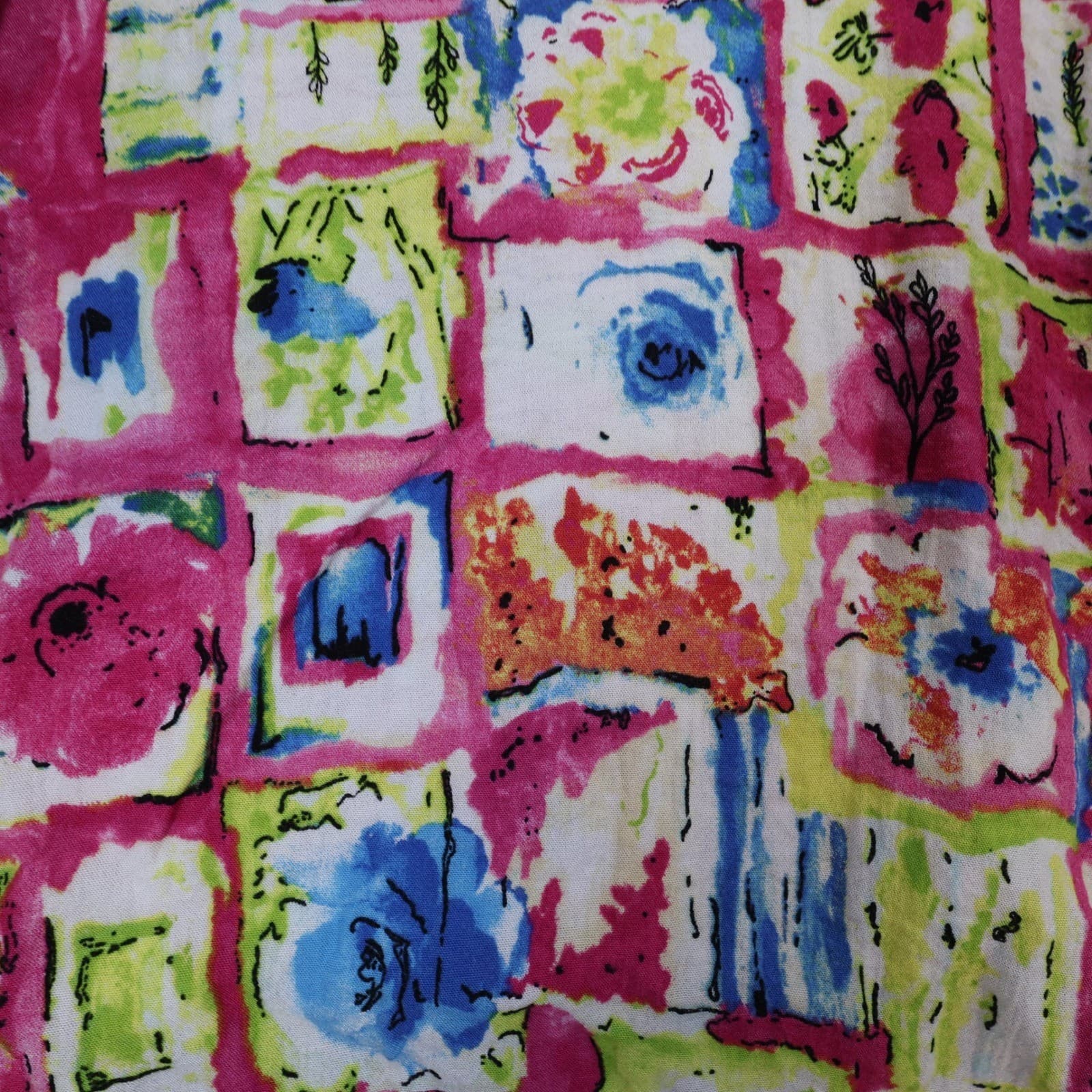 Ali Miles Button Up Shirt Womens 3X Multicolor Rayon Artsy Abstract 3/4 Sleeve - Thumbnail 10