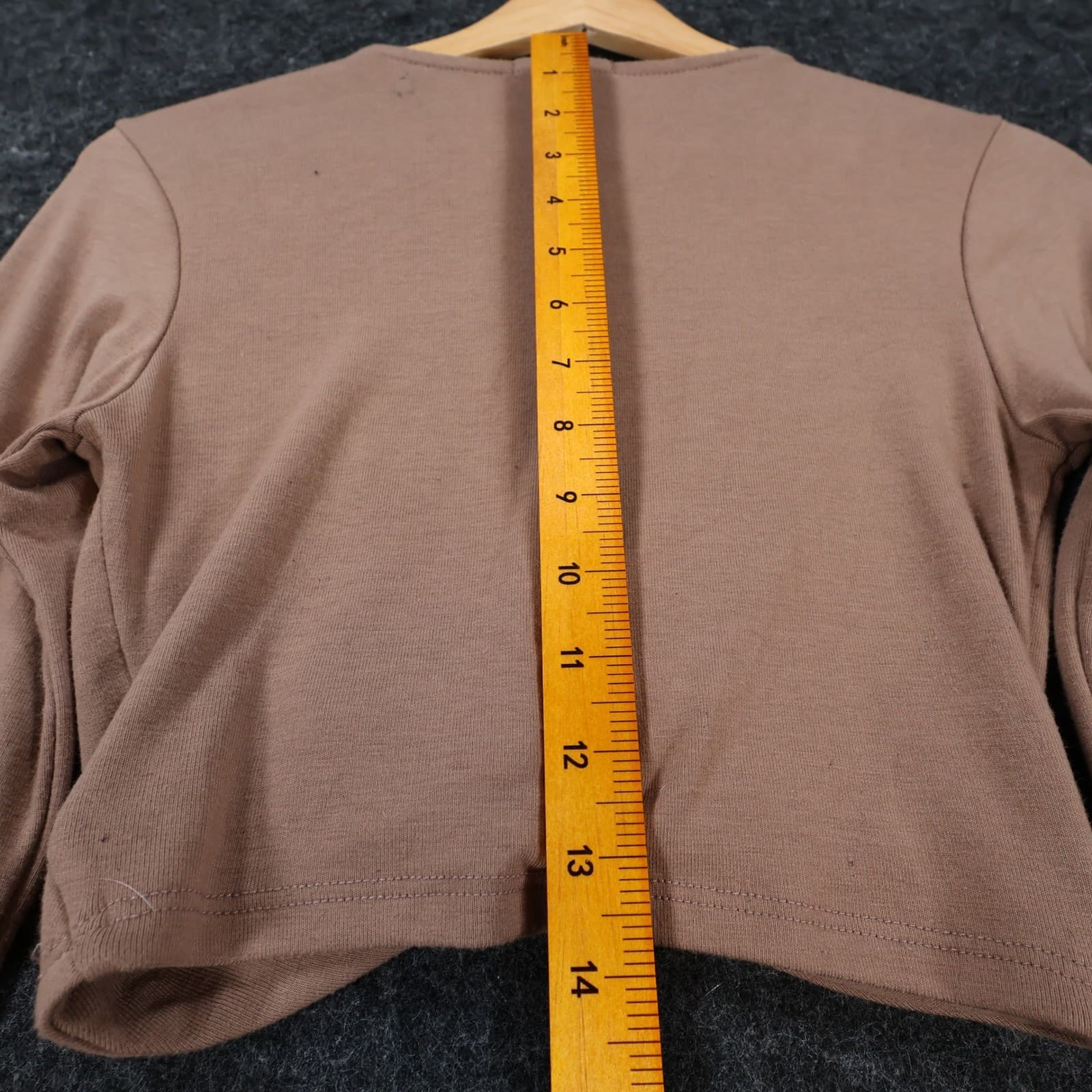 Better Be Crop Top Womens Small Brown Twist Front Keyhole Long Sleeve - Thumbnail 6