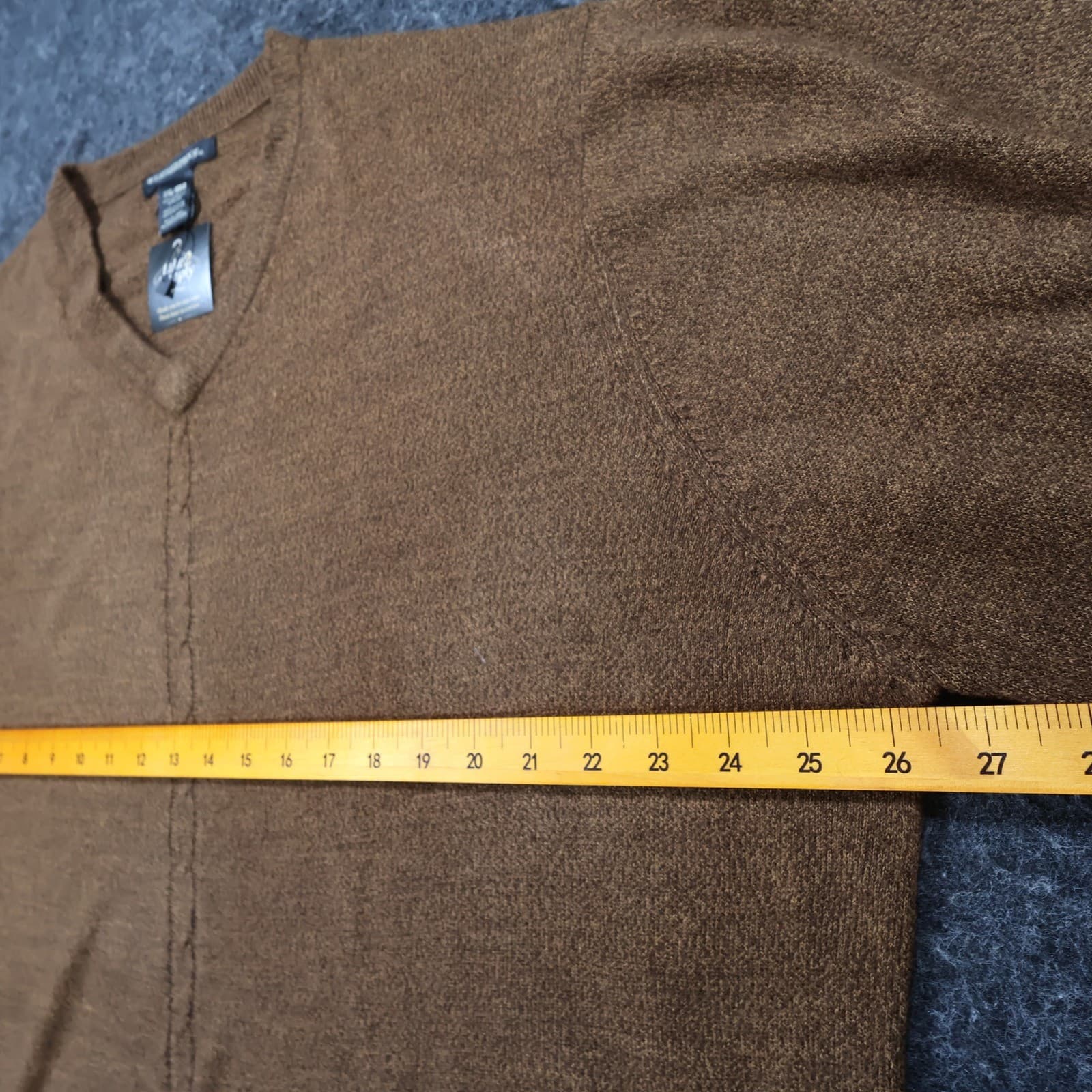Weatherproof Sweater Mens XXL Brown Acrylic V-Neck Pullover Cable Knit - Thumbnail 3