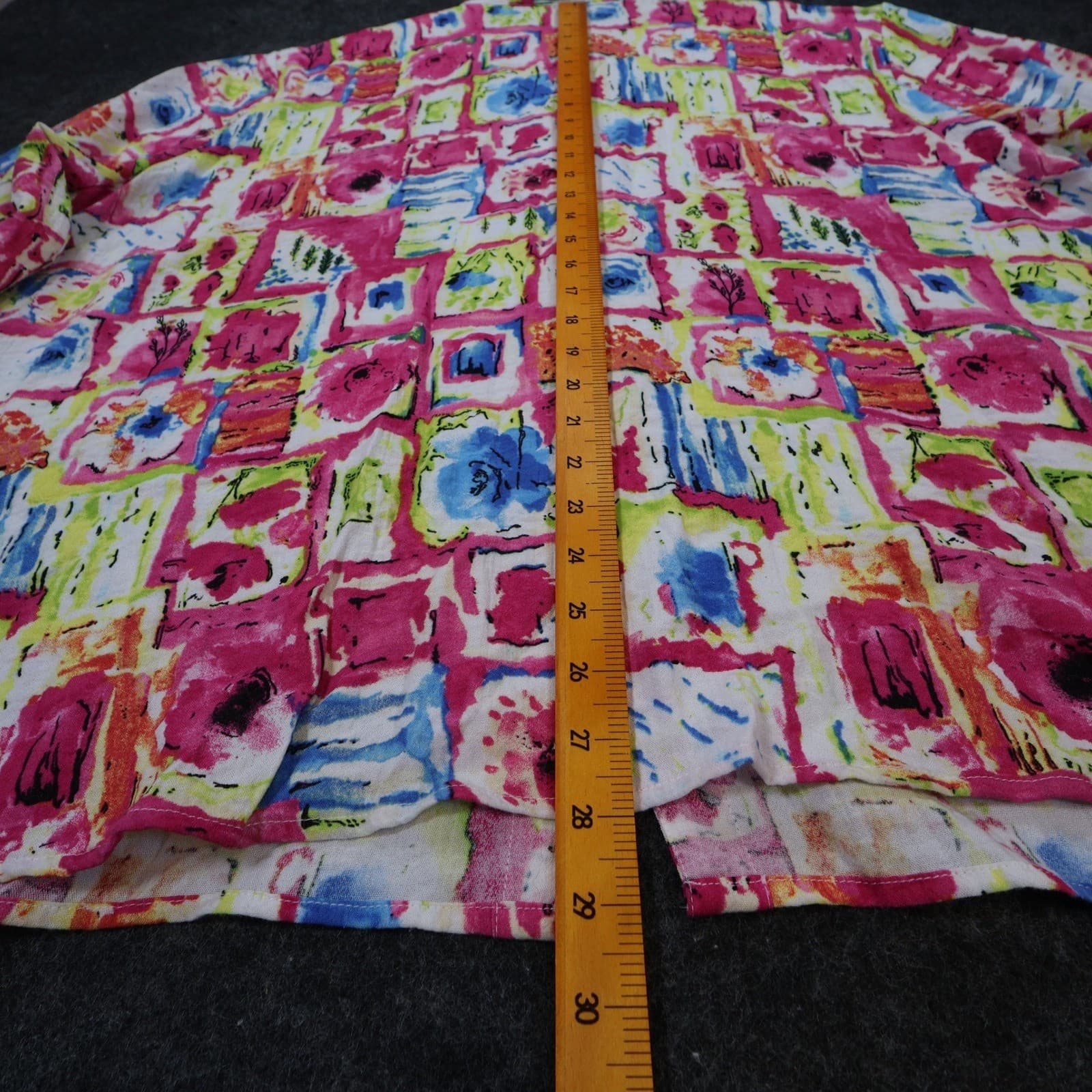 Ali Miles Button Up Shirt Womens 3X Multicolor Rayon Artsy Abstract 3/4 Sleeve - Thumbnail 5