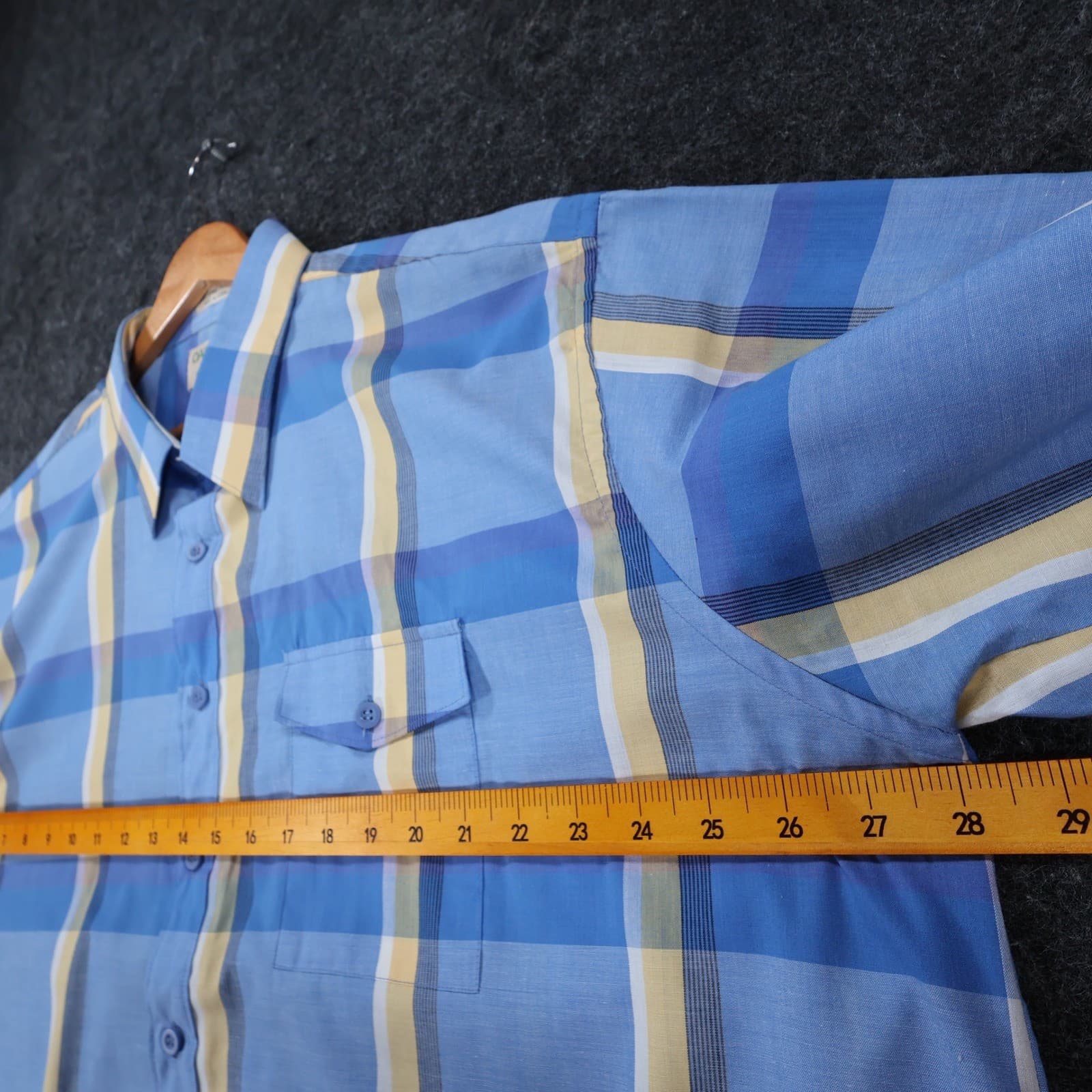 Oakton Men's 2XL Blue Plaid Button Up Shirt Big X-Tall Casual - Thumbnail 4