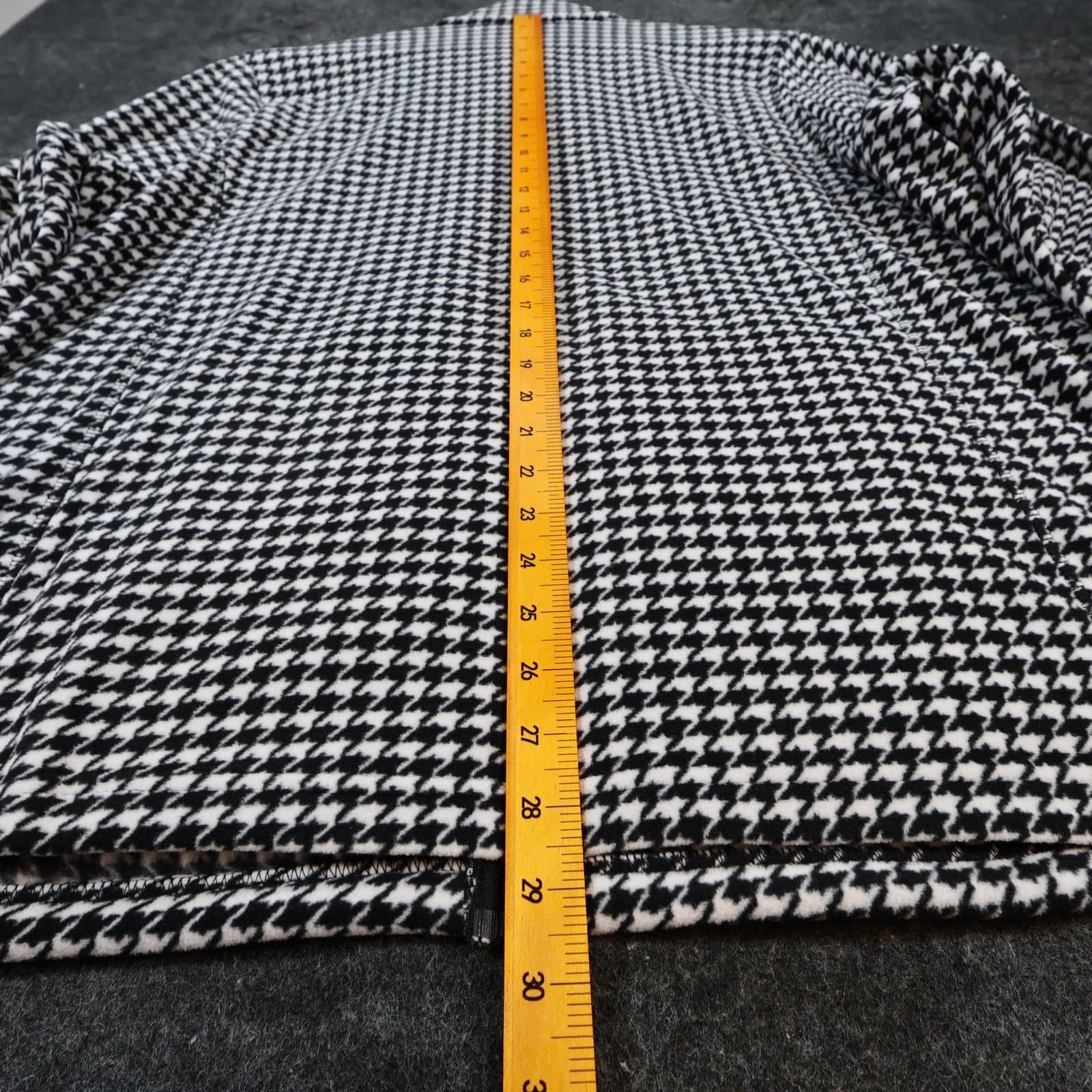 Lands' End Fleece Jacket Womens 2X Black White Polyester Zip Houndstooth Classic - Thumbnail 5