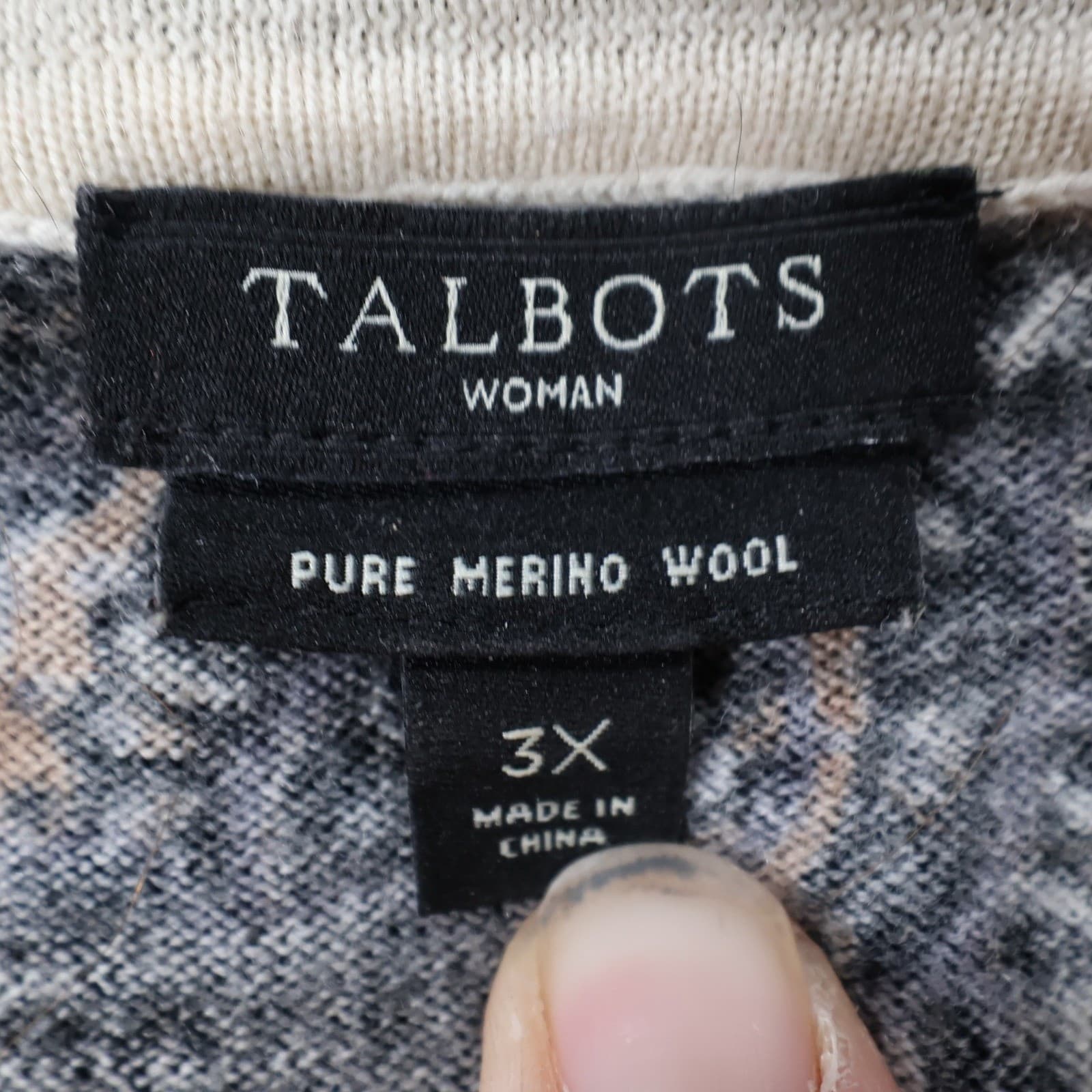 Talbots 3X Black Merino Wool Medallion Print Relaxed Sweater - Thumbnail 7