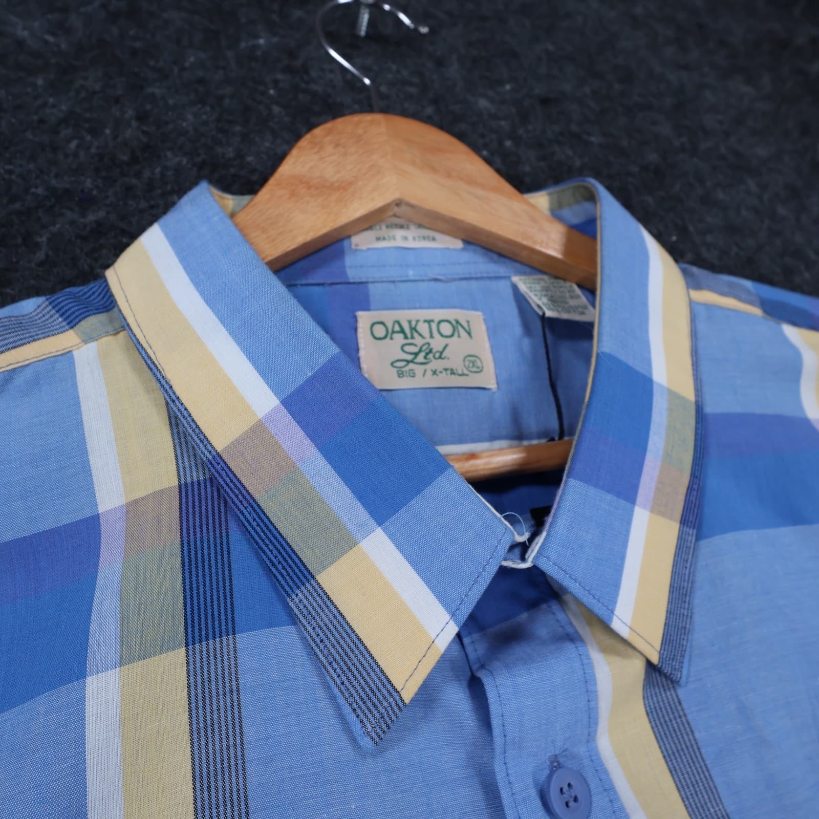Oakton Men's 2XL Blue Plaid Button Up Shirt Big X-Tall Casual - Thumbnail 8