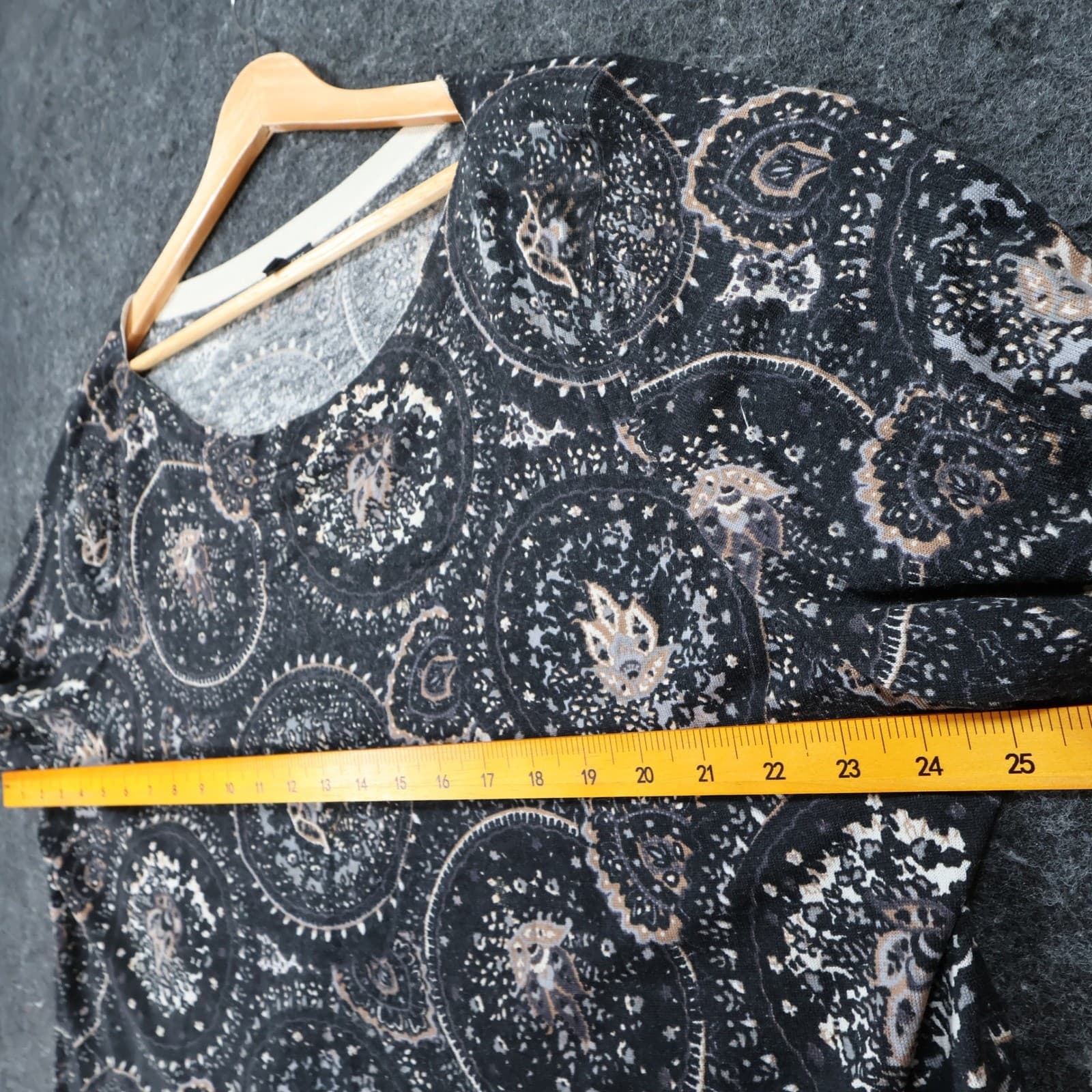 Talbots 3X Black Merino Wool Medallion Print Relaxed Sweater - Thumbnail 3