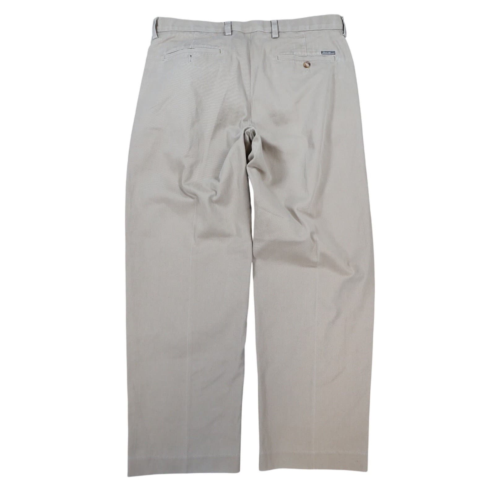 Eddie Bauer Chino Pants Mens 35x30 Tan Cotton Straight Fit Classic Khaki - Thumbnail 2