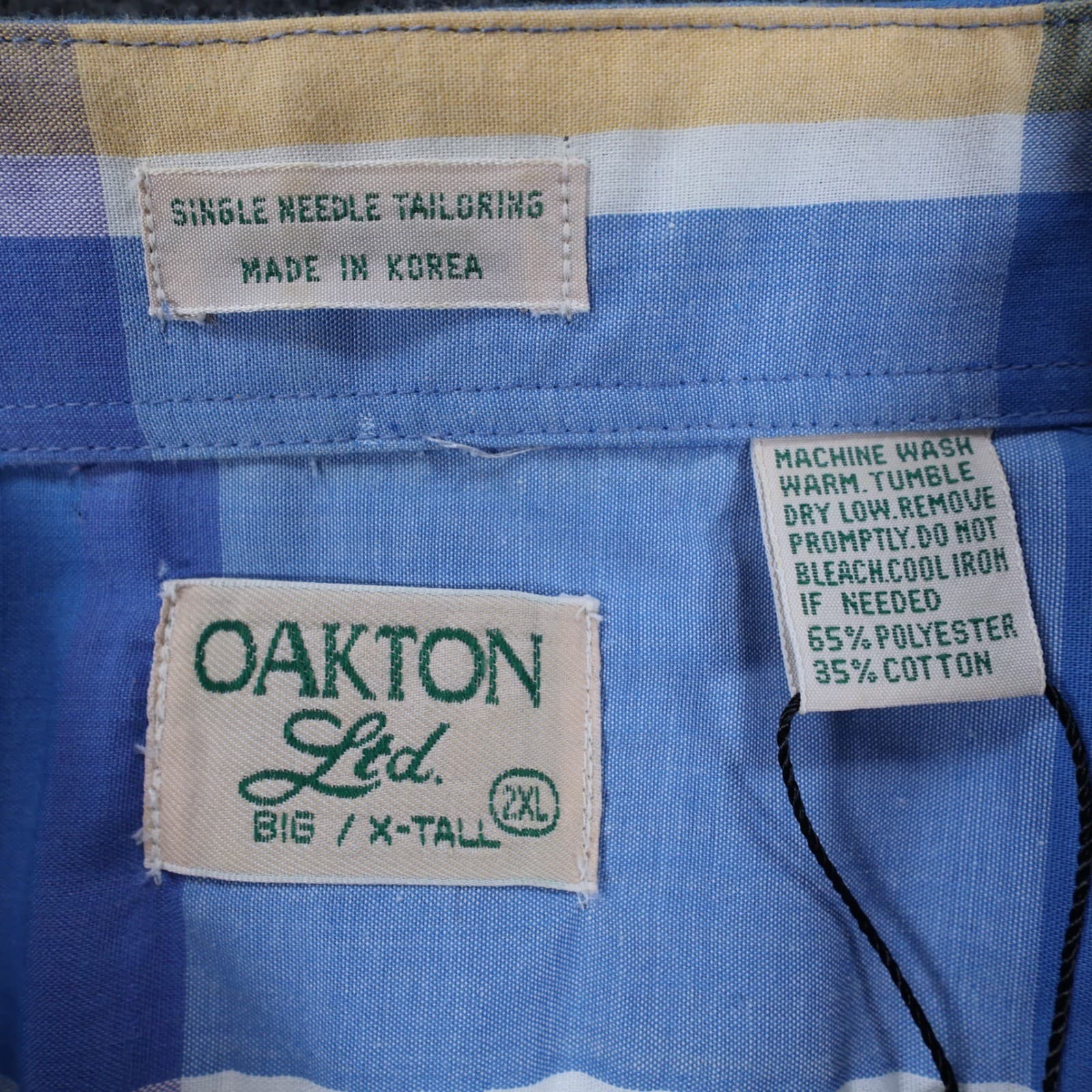 Oakton Men's 2XL Blue Plaid Button Up Shirt Big X-Tall Casual - Thumbnail 7