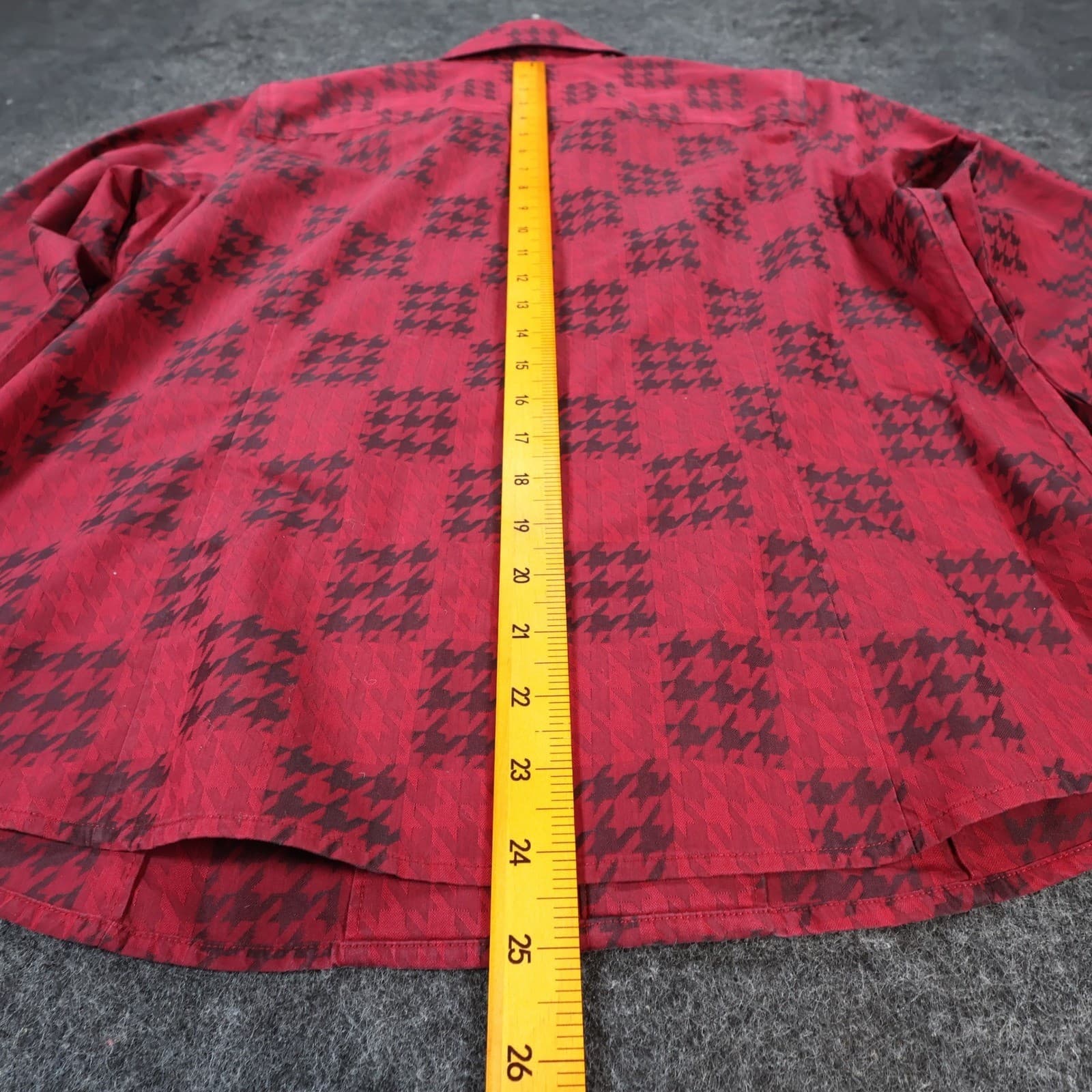 Foxcroft Women's 12 Red Houndstooth Zip Up Non-Iron Fitted Shirt - Thumbnail 5
