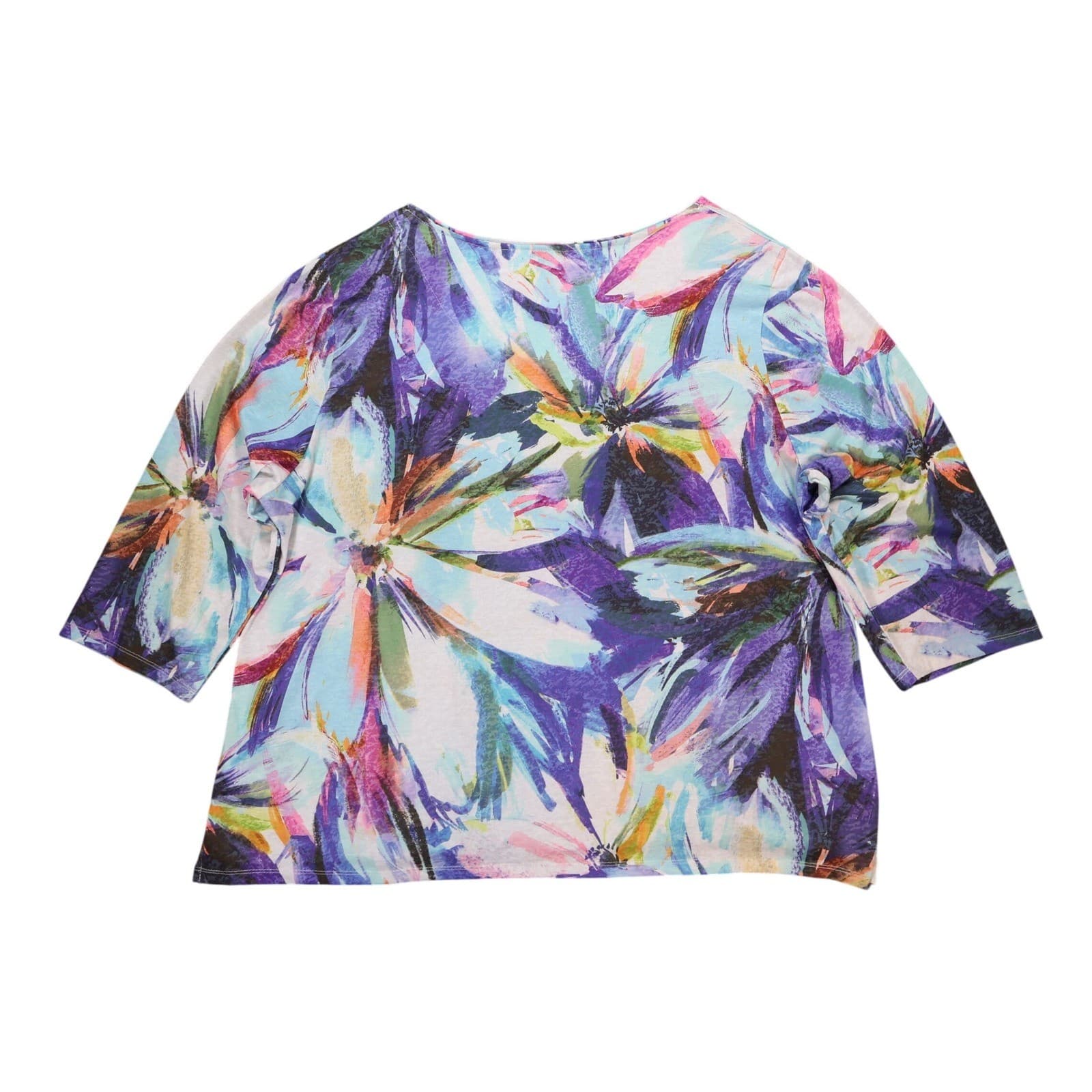 Allison Daley Top Womens 3X Multicolor Polyester Spandex Floral Abstract Knit - Thumbnail 2