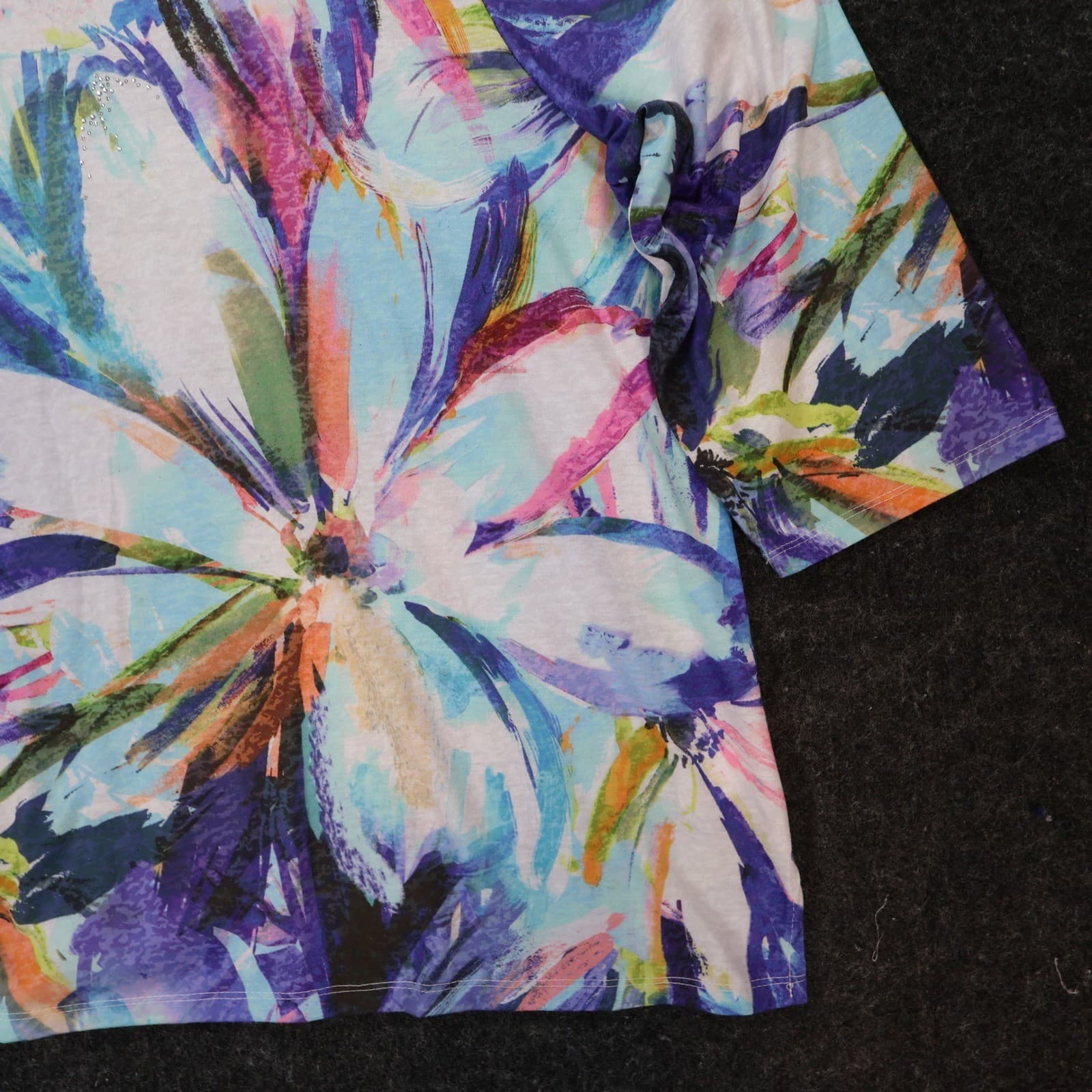 Allison Daley Top Womens 3X Multicolor Polyester Spandex Floral Abstract Knit - Thumbnail 10