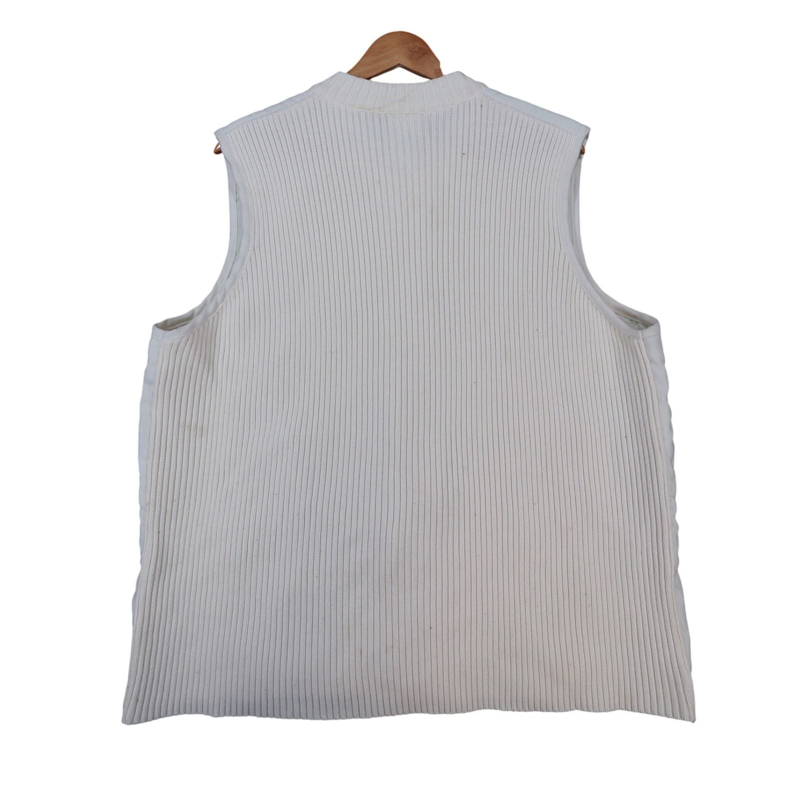 Allison Daley XL White Quilted Vest - Ribbed Knit Full Zip Layer - Thumbnail 2