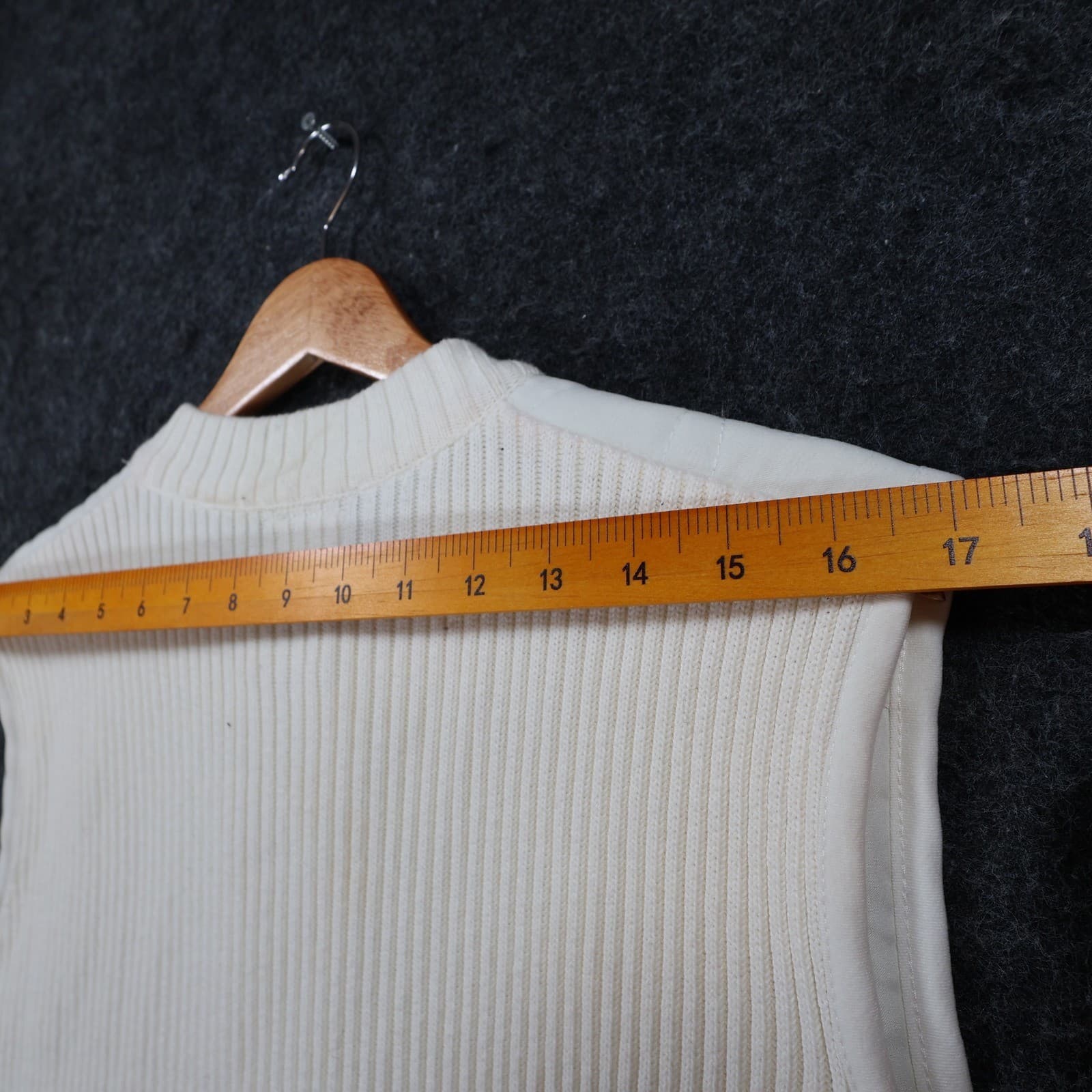 Allison Daley XL White Quilted Vest - Ribbed Knit Full Zip Layer - Thumbnail 5