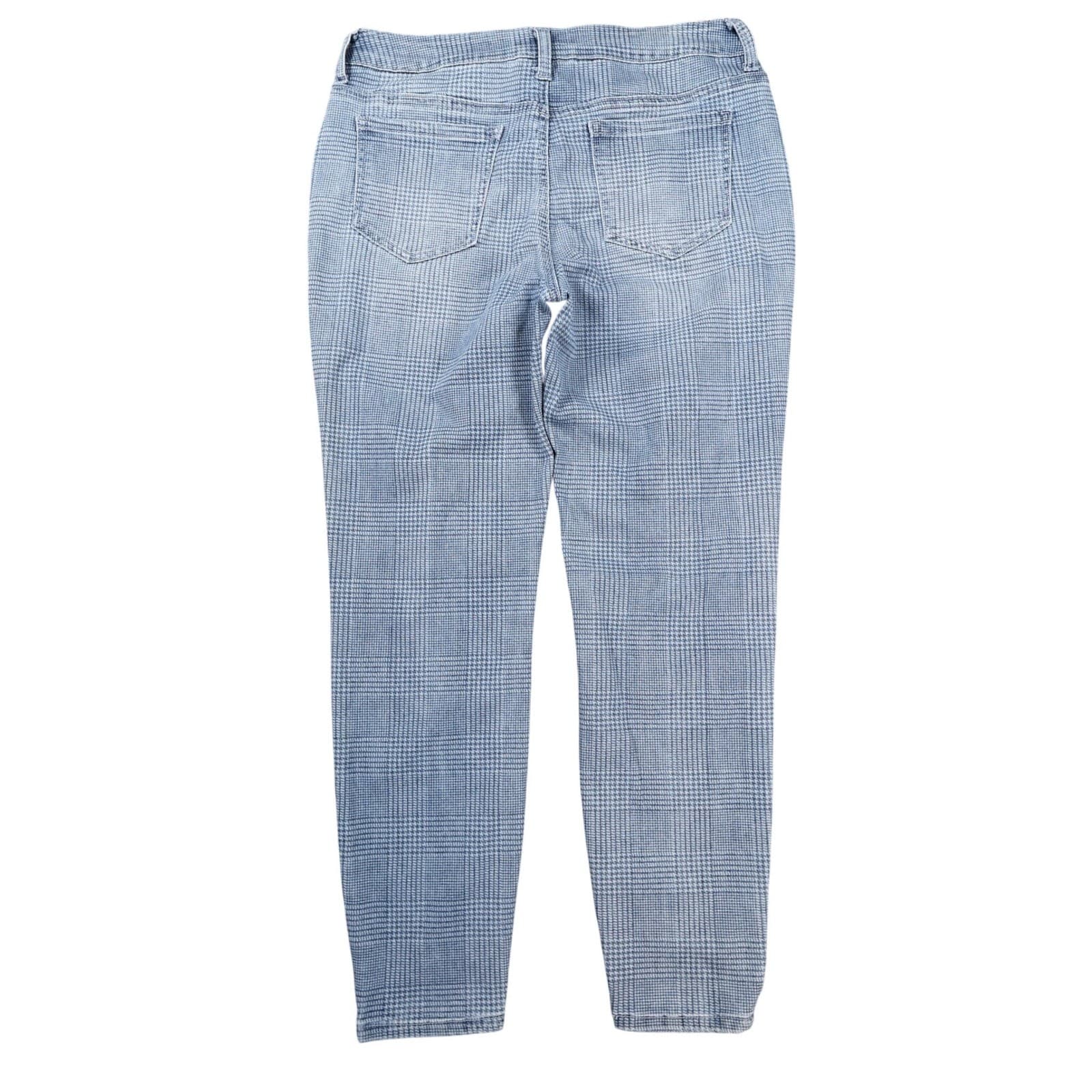 Versona Women's 8 Modern Plaid Skinny Pants Blue Cotton Blend Stretch - Thumbnail 2
