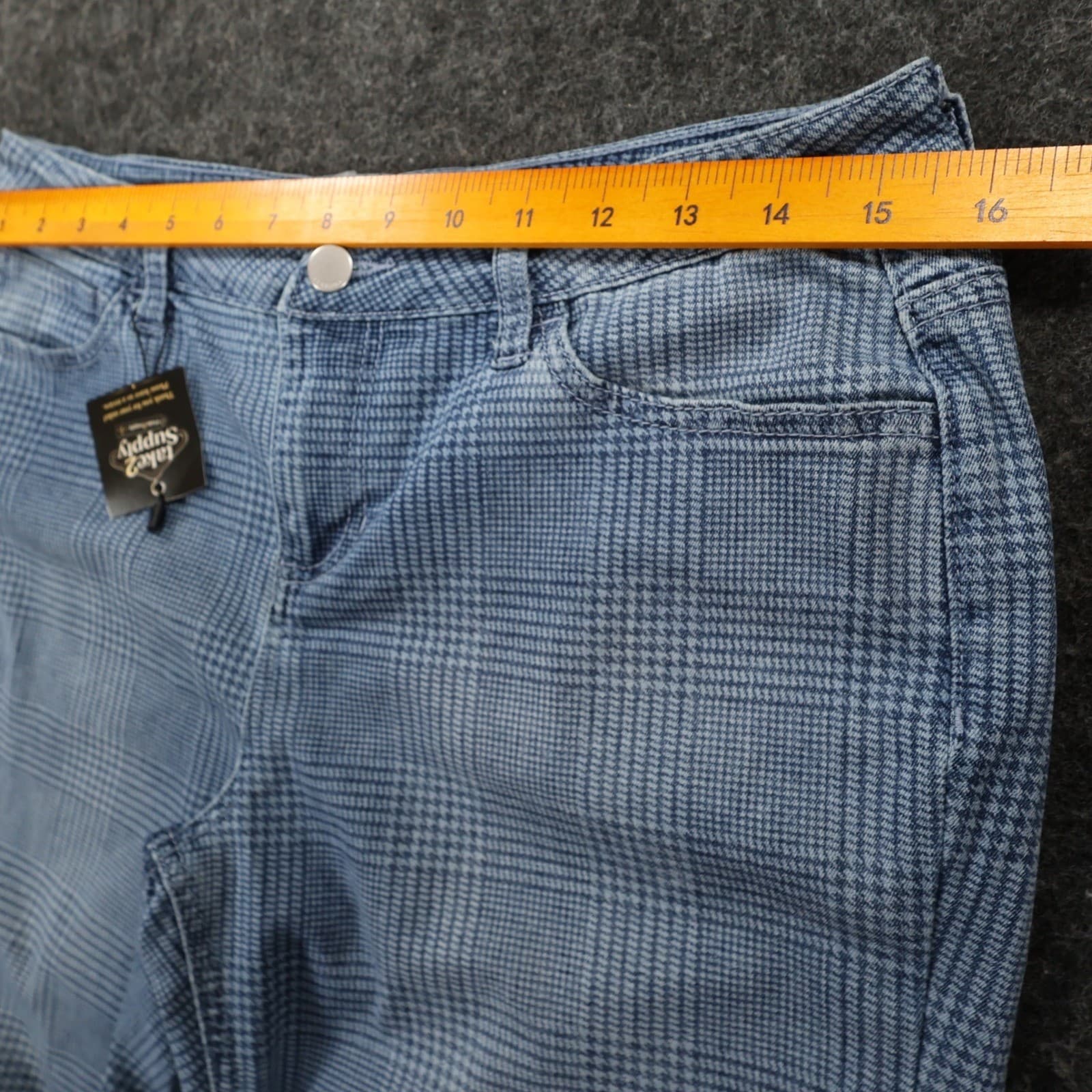 Versona Women's 8 Modern Plaid Skinny Pants Blue Cotton Blend Stretch - Thumbnail 6