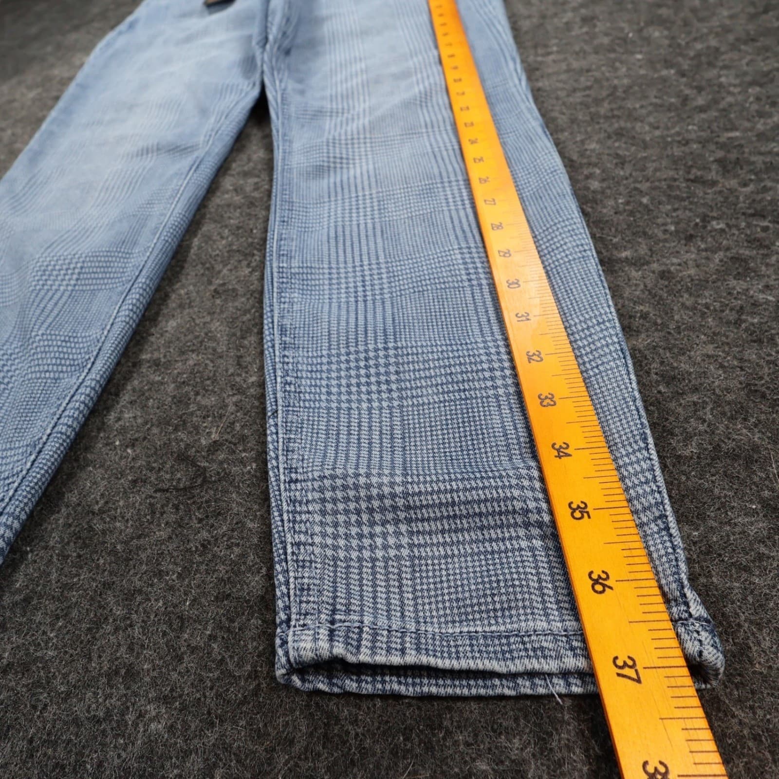 Versona Women's 8 Modern Plaid Skinny Pants Blue Cotton Blend Stretch - Thumbnail 3