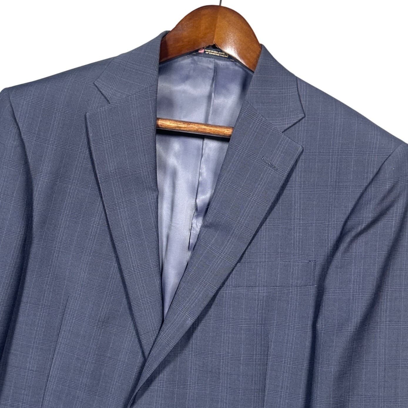 Hart Schaffner & Marx Blazer Mens 40R Blue Glen Plaid Wool Two Button Sport Coat - Thumbnail 4