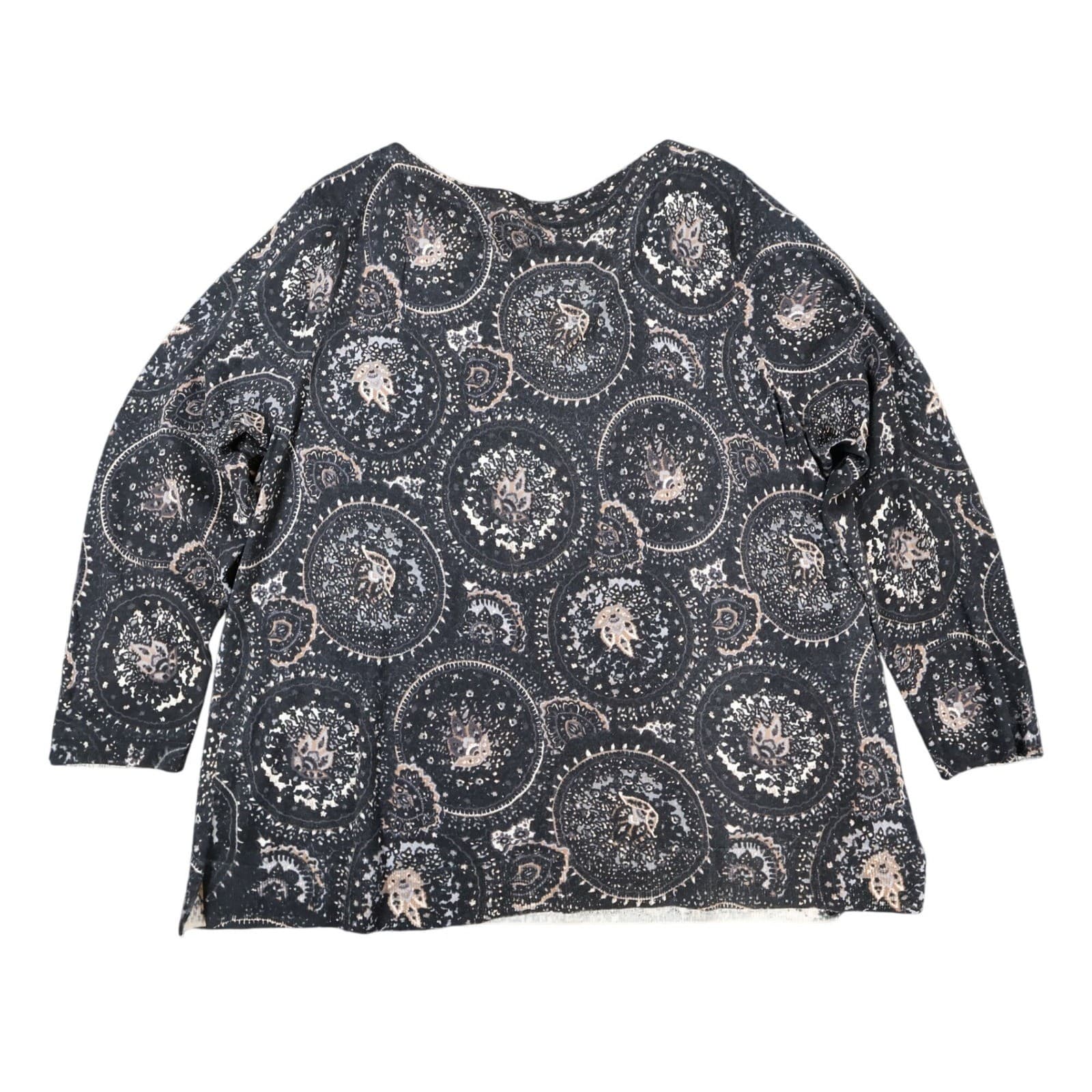 Talbots 3X Black Merino Wool Medallion Print Relaxed Sweater - Thumbnail 2