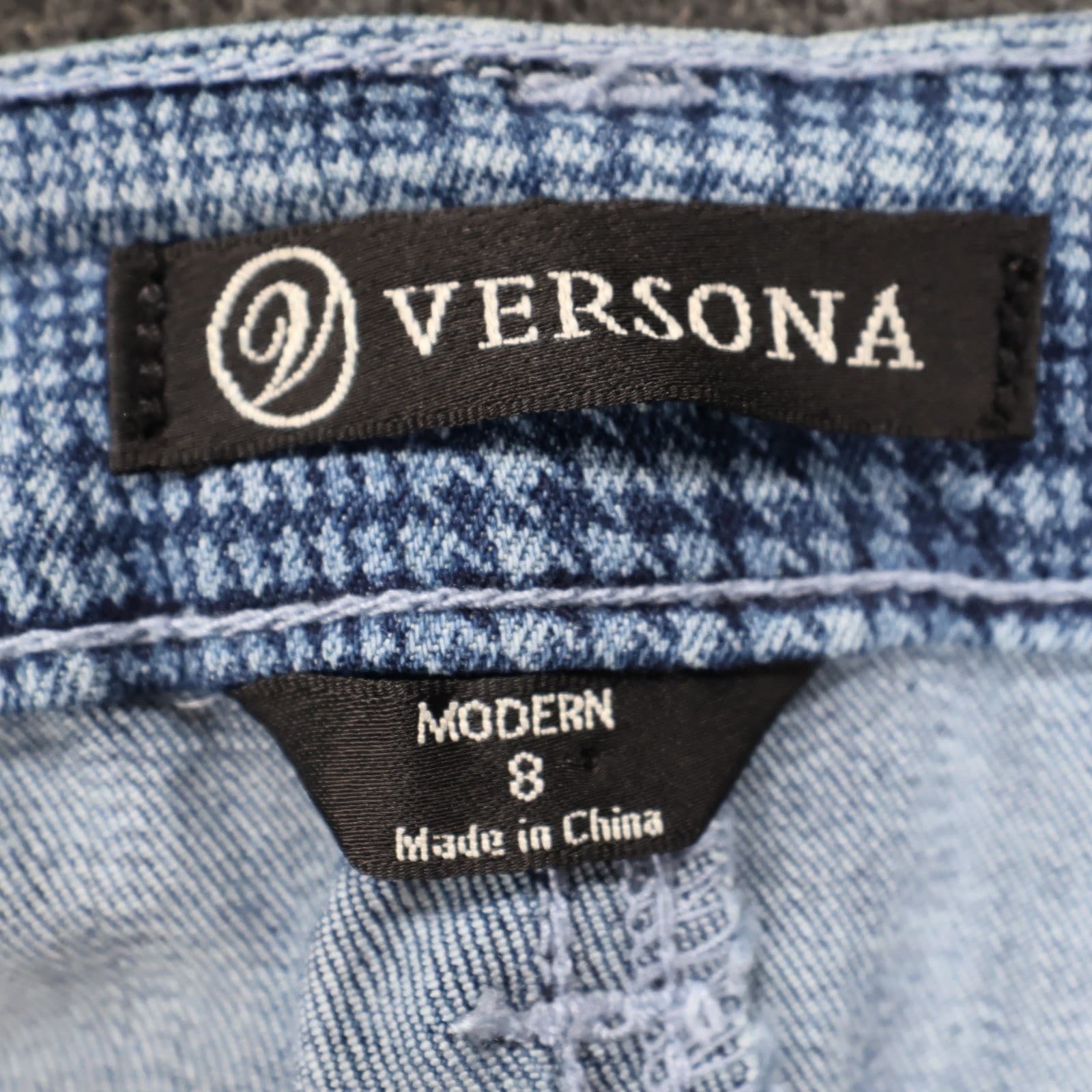 Versona Women's 8 Modern Plaid Skinny Pants Blue Cotton Blend Stretch - Thumbnail 7