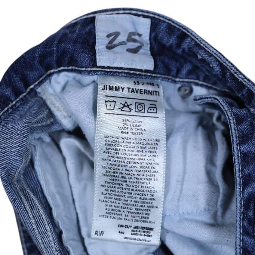 Jimmy Tavernetti Womens Blue Distressed Denim Zip Pocket Skinny Jeans Size 25 - Thumbnail 7