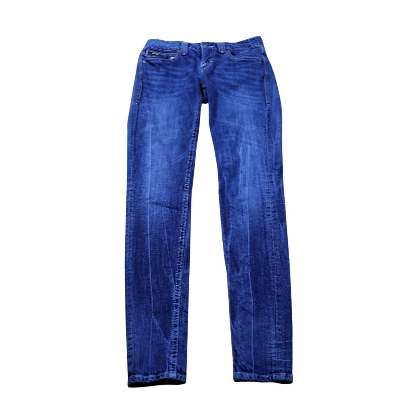 Jimmy Tavernetti Womens Blue Distressed Denim Zip Pocket Skinny Jeans Size 25 - Thumbnail 5