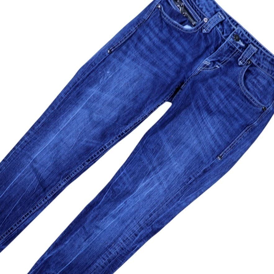 Jimmy Tavernetti Womens Blue Distressed Denim Zip Pocket Skinny Jeans Size 25 - Thumbnail 3