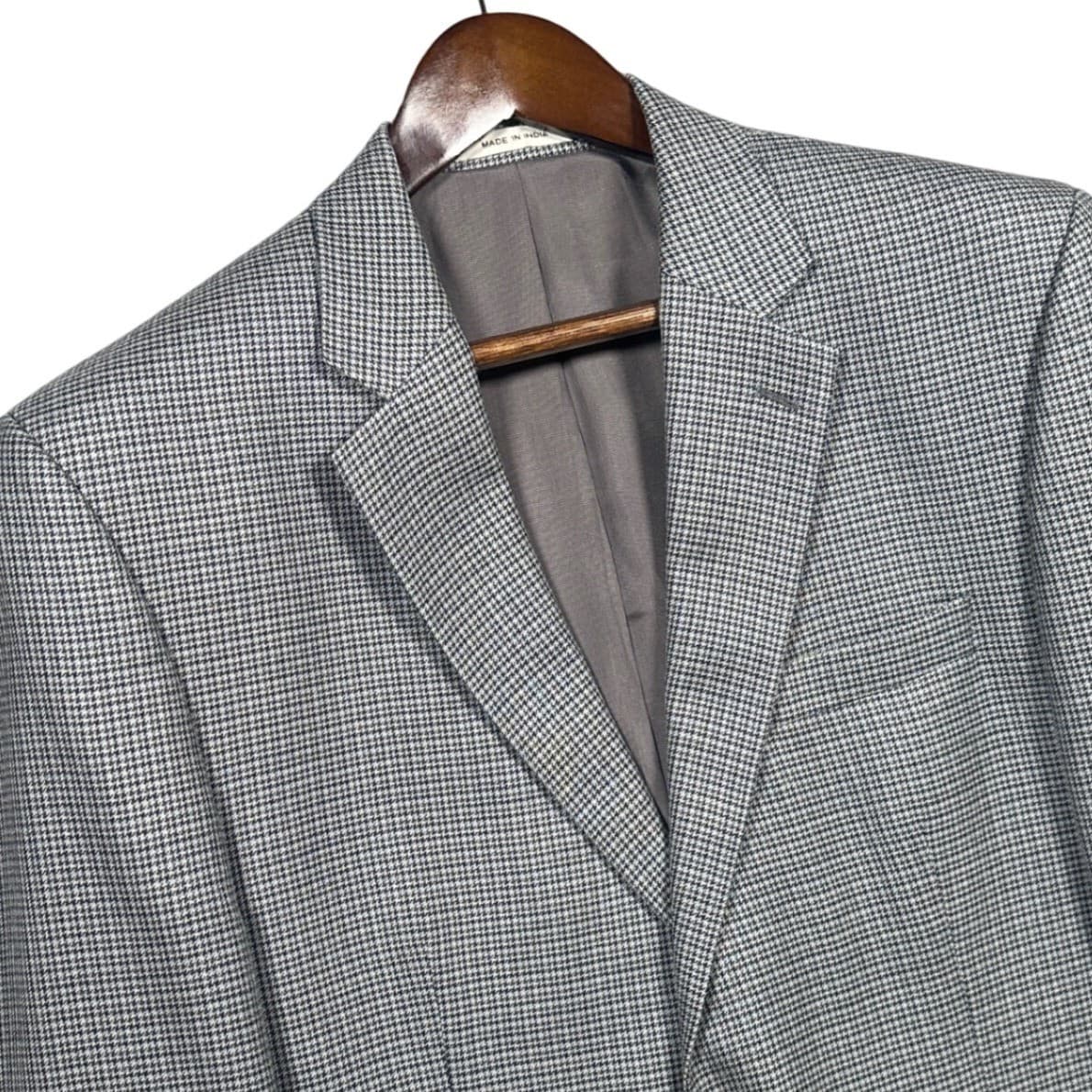 Joseph Abboud Blazer Mens 42R Grey Houndstooth Two Button Sport Coat - Thumbnail 4