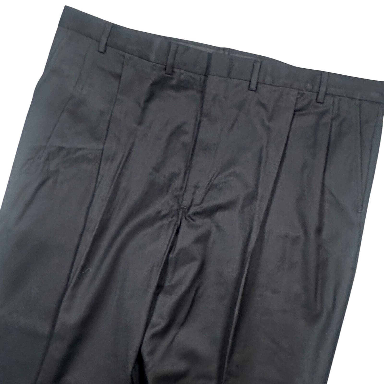 Lands' End Dress Pants Mens 44L Black 100% Wool Pleated Trousers - Thumbnail 6
