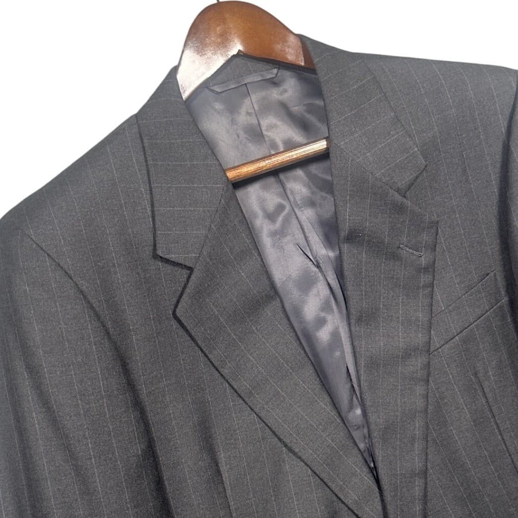 Hickey Freeman Blazer Mens 43R Charcoal Gray Pinstripe Wool Suit Jacket - Thumbnail 4