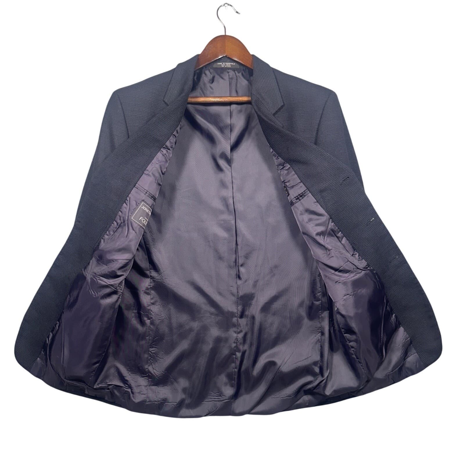 Jones New York Blazer Men 42L Navy Blue 100% Wool 3-Button Sport Coat - Thumbnail 2