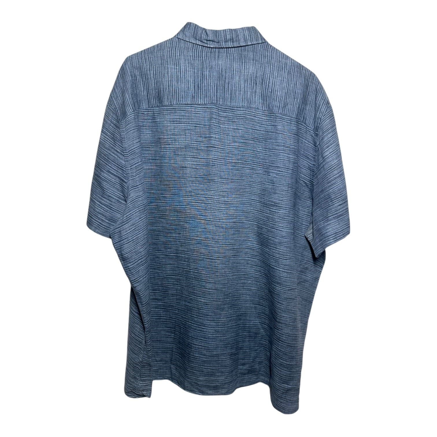 Perry Ellis Men's XL Heather Blue Premium 100% Linen Button-Up Shirt - Thumbnail 2