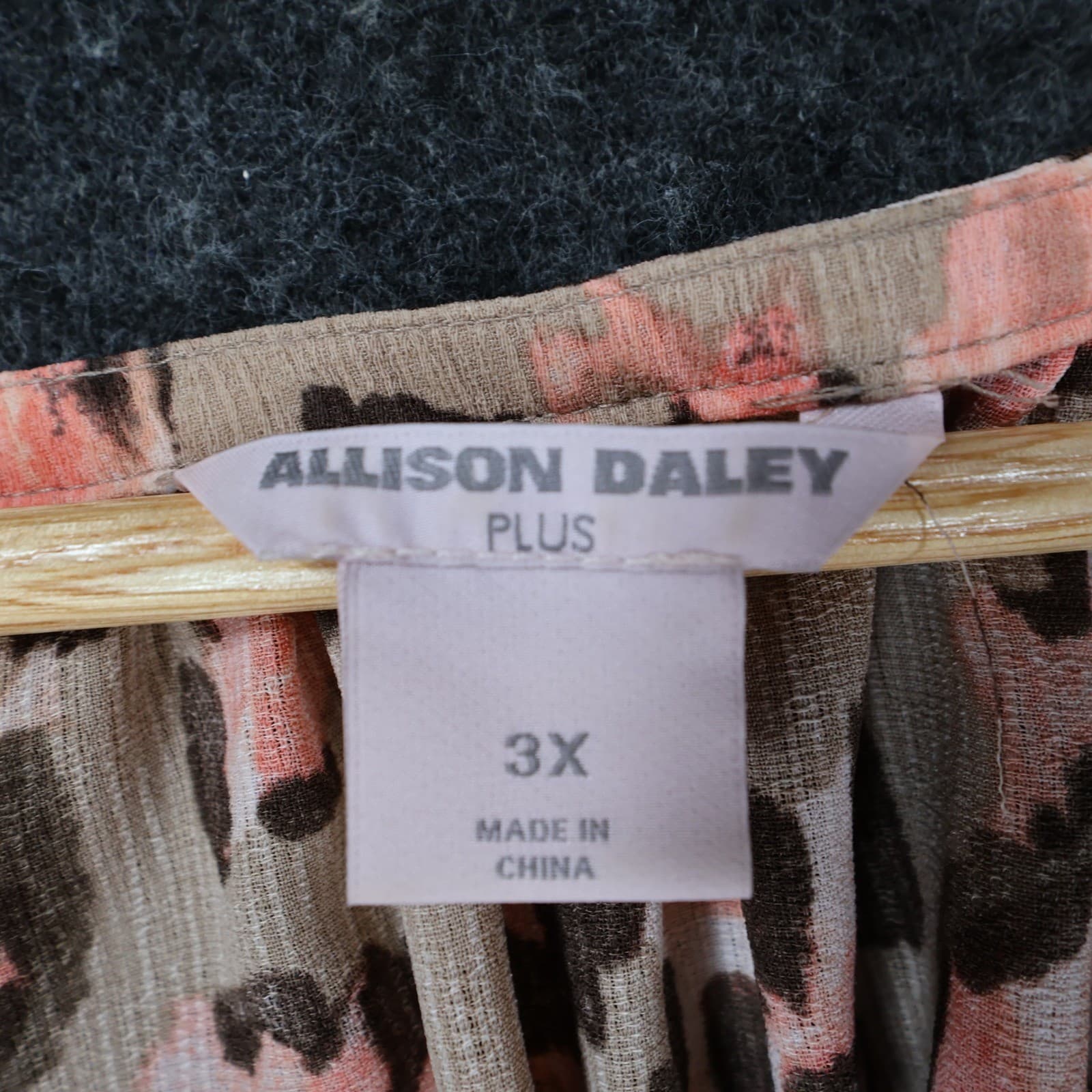 Allison Daley Women's 3X Pink Brown Animal Print Relaxed Blouse - Thumbnail 7