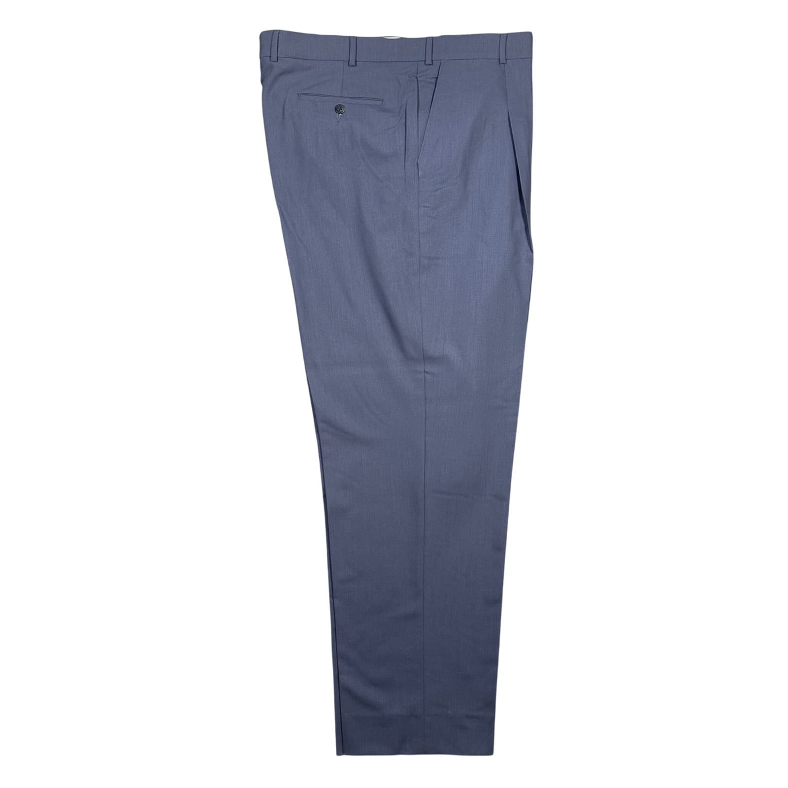 Bachrach Dress Pants Mens Size 44 Slate Blue 100% Pure Wool Pleated - Thumbnail 4