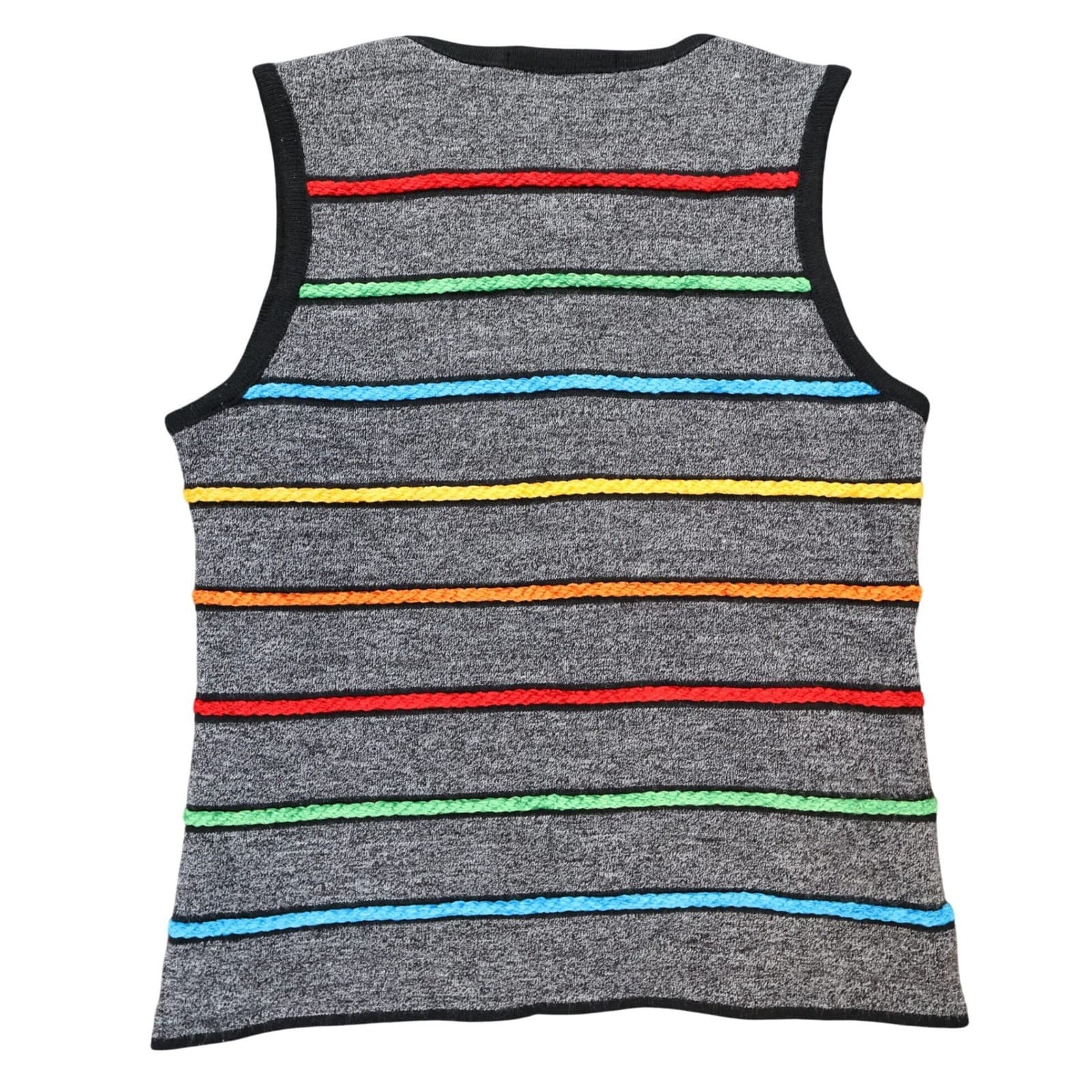 Karen Lessly Knit Tank Top Women PS Gray Excellent Rainbow Striped Sleeveless - Thumbnail 2